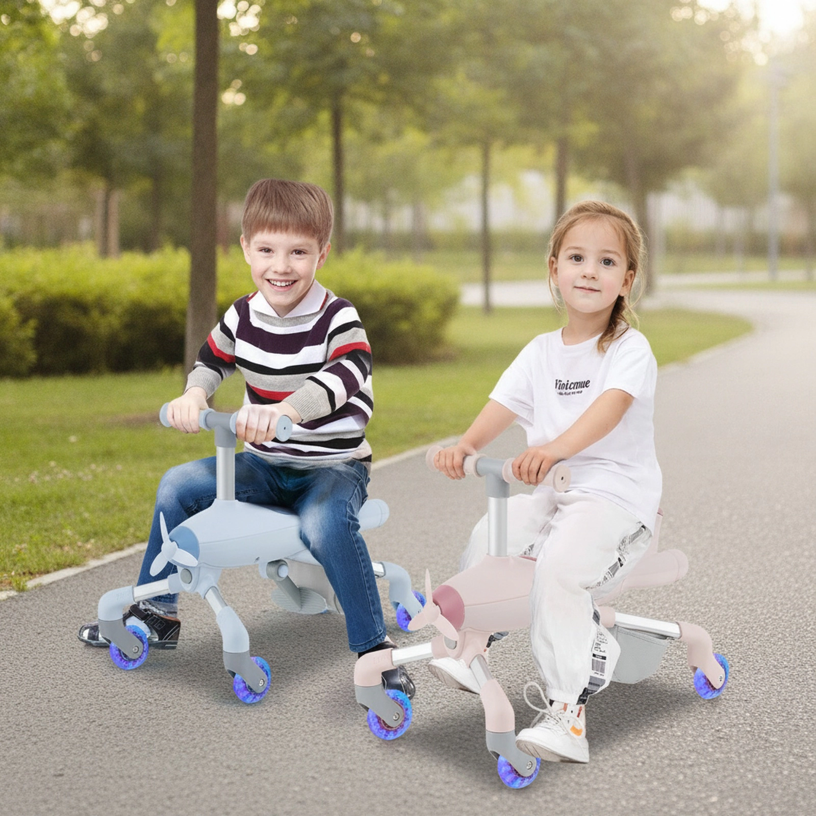 2-in-1 Toddler Push Car Battery-Free LED Wheels 4-Position Parent Handle Swivel Front Wheels Storage 18-60 Months Pink