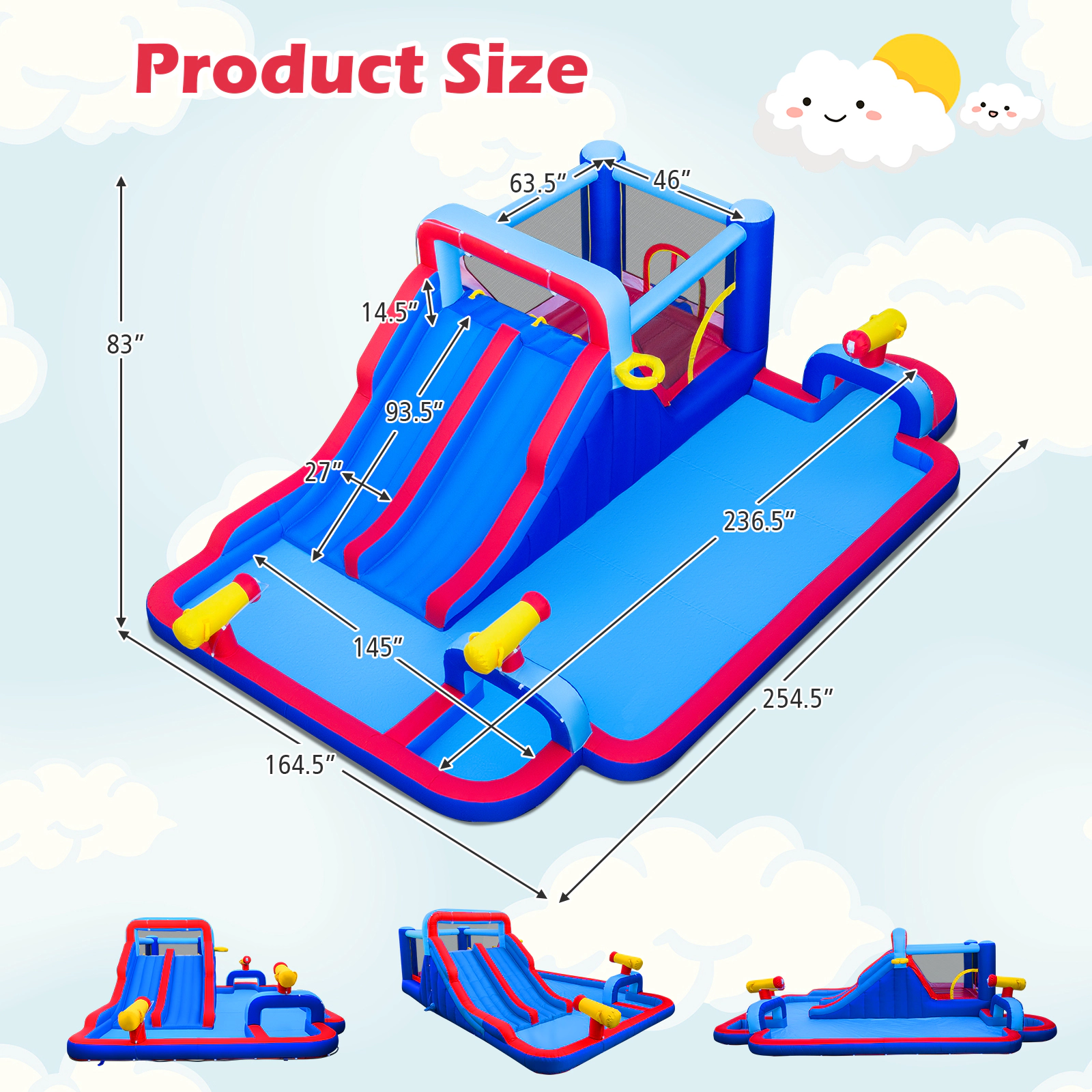 Hivvago Inflatable Water Slide Park Giant Bounce House with Double Slides with 750W blower