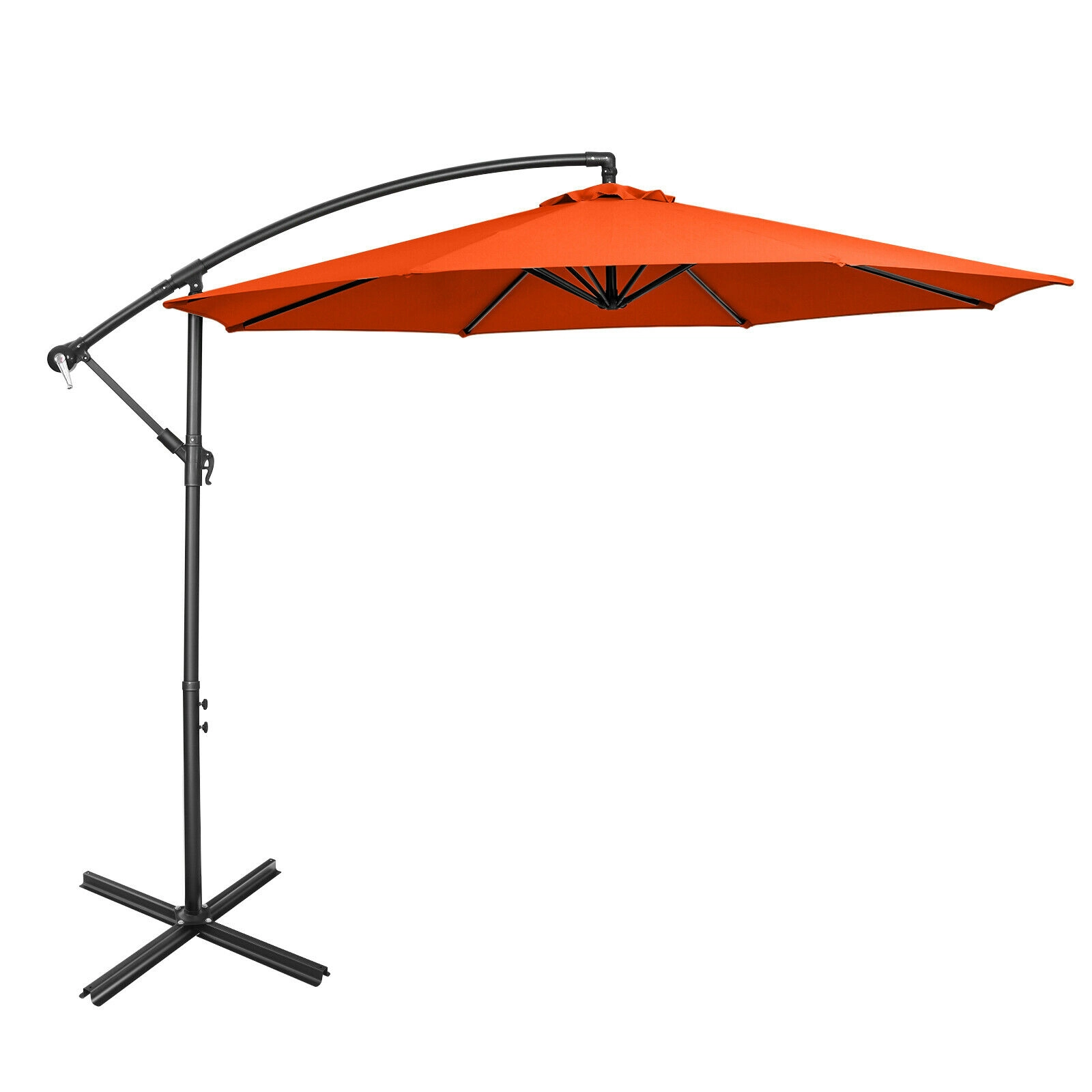 SUGIFT 10 ft Orange Offset Patio Umbrella, Waterproof Canopy, Crank Lift, Manual Tilt, Cross Base