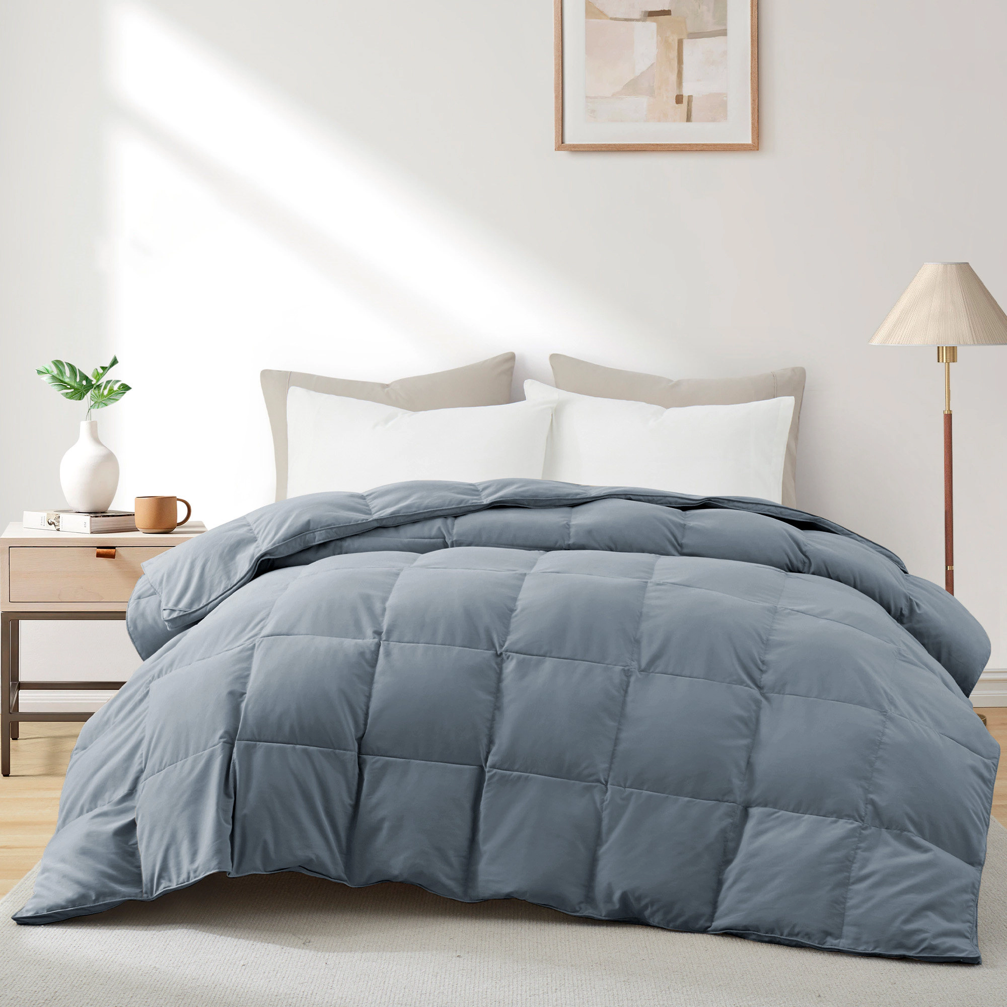 PEACENEST Premium Goose Feather Fiber Comforter All Season Plush Duvet Insert