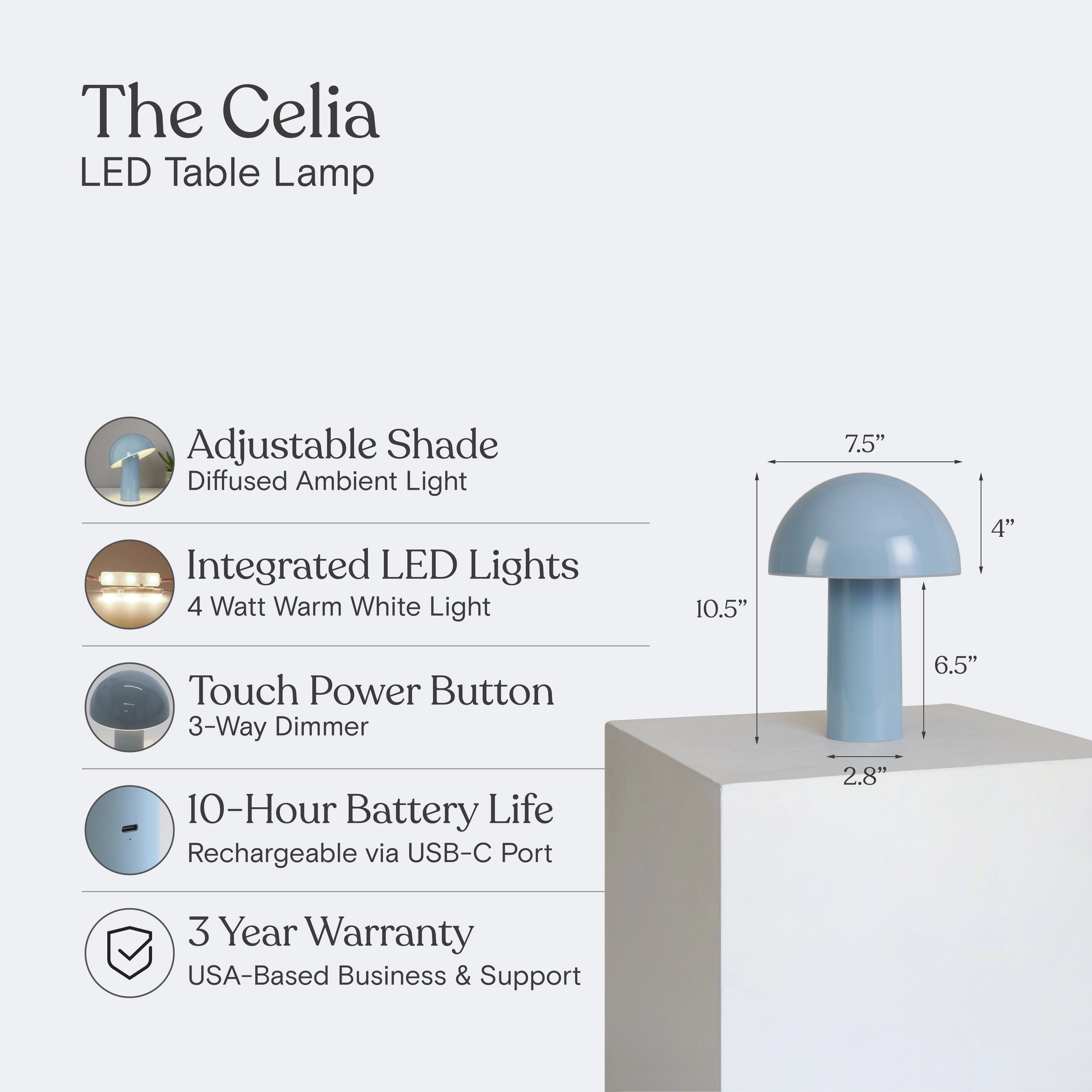 Brightech Celia Portable Mushroom Table Lamp