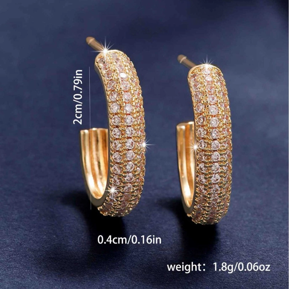 Iced Out Paved Cubic Zirconia Huggie Hoop Earring