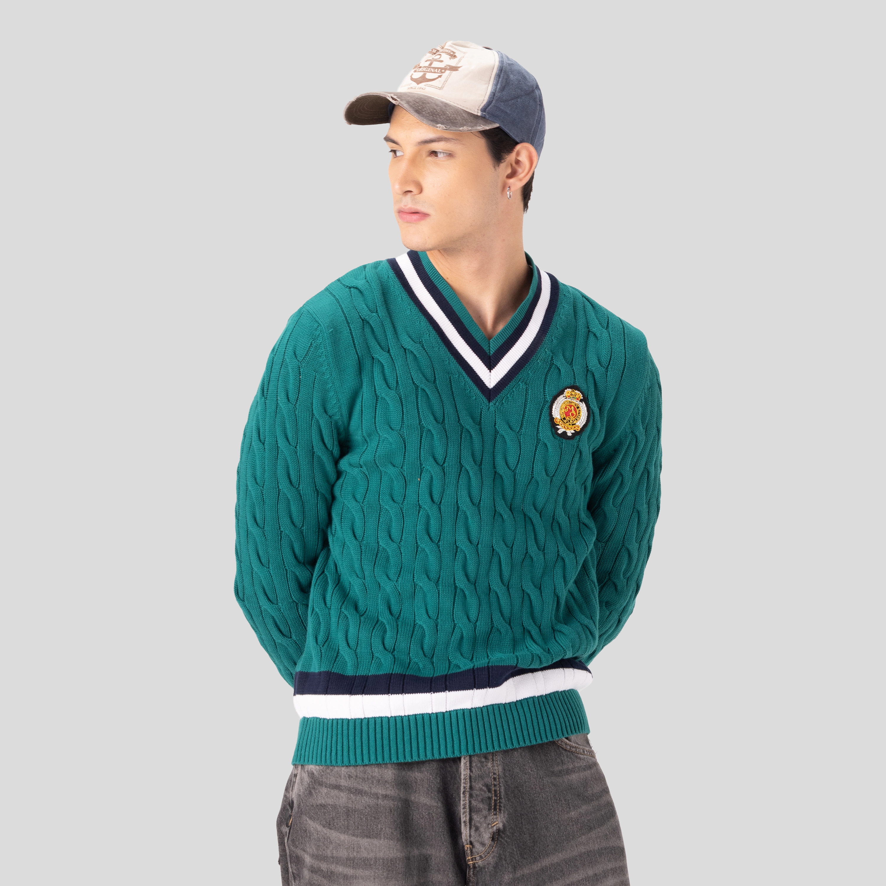Members Only Men's Cable Knit Cricket Sweater