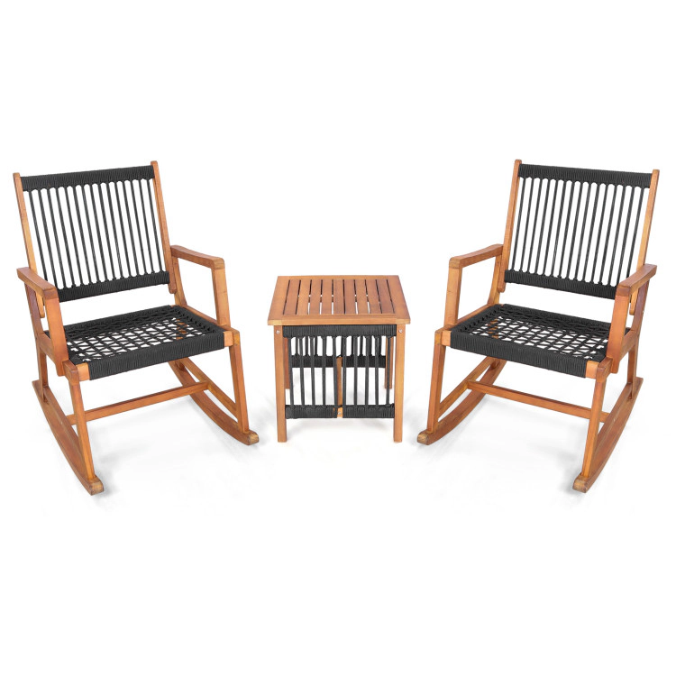 Hivvago 3 Pieces Acacia Wood Rocking Bistro Set