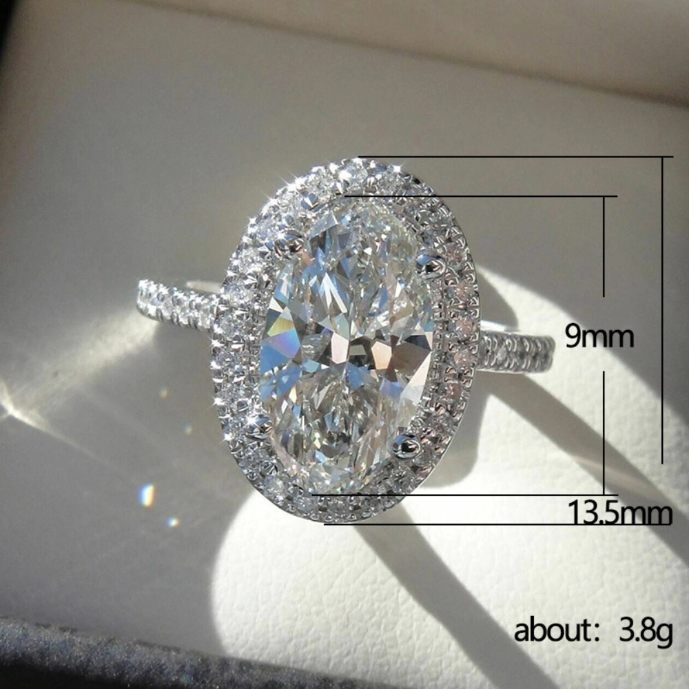 Women's Oval Zirconia Engagement Ring Wedding Jewelry Gift