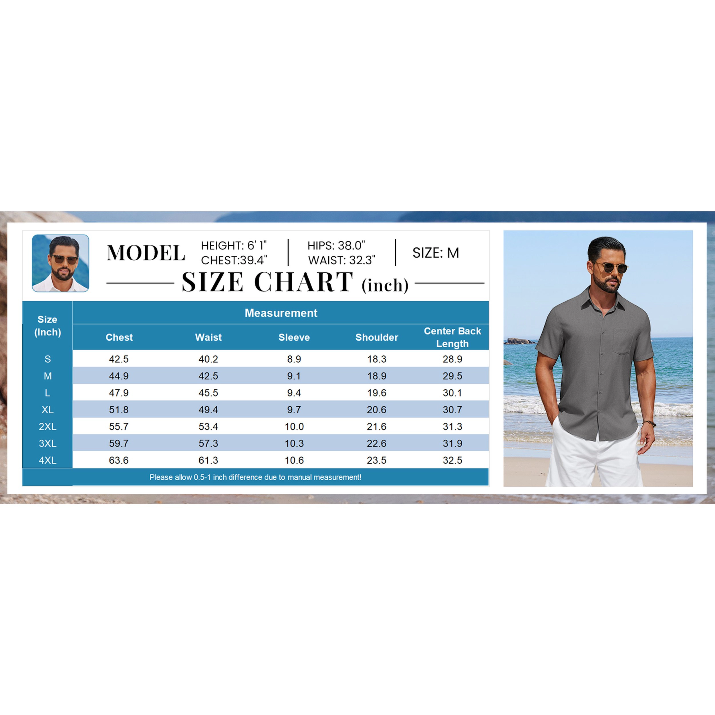 COOFANDY Mens Short Sleeve Button Down Shirt  Lapel Collar Pocket Casual Tops