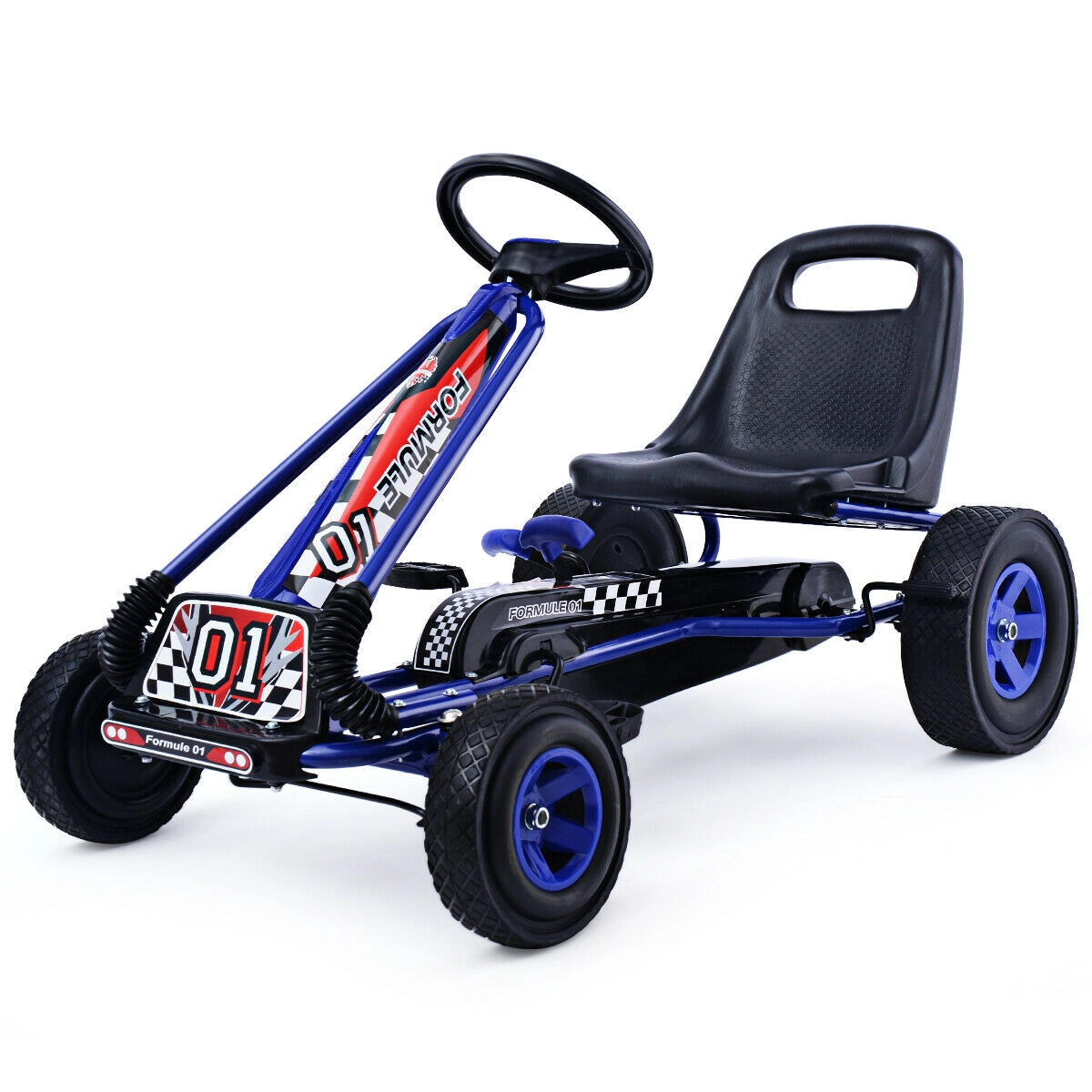 SUGIFT 4-Wheel Kids Ride On Pedal Powered Go Kart Car 66-lb Capacity Ages 3-8 39.8-in Frame Iron & PP Body Rubber Tires