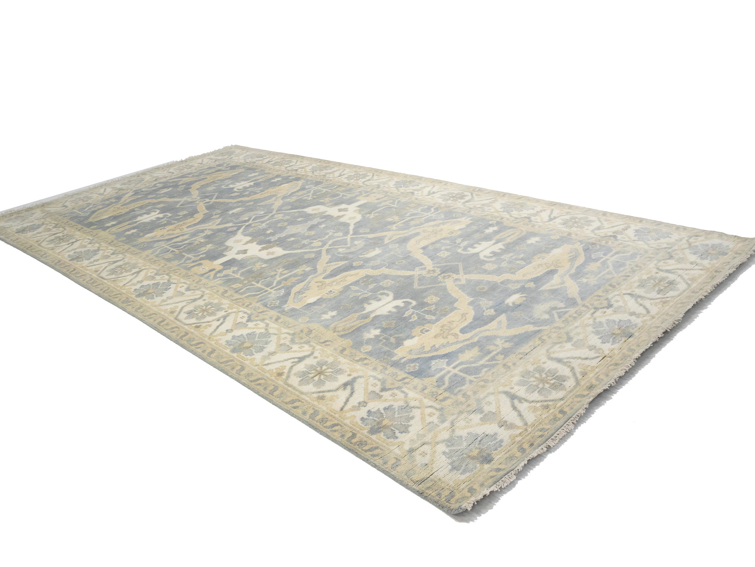 Magic Rugs 8'1 X 15'9 Floral Gray Hand Knotted Oushak Oriental Wool Rug