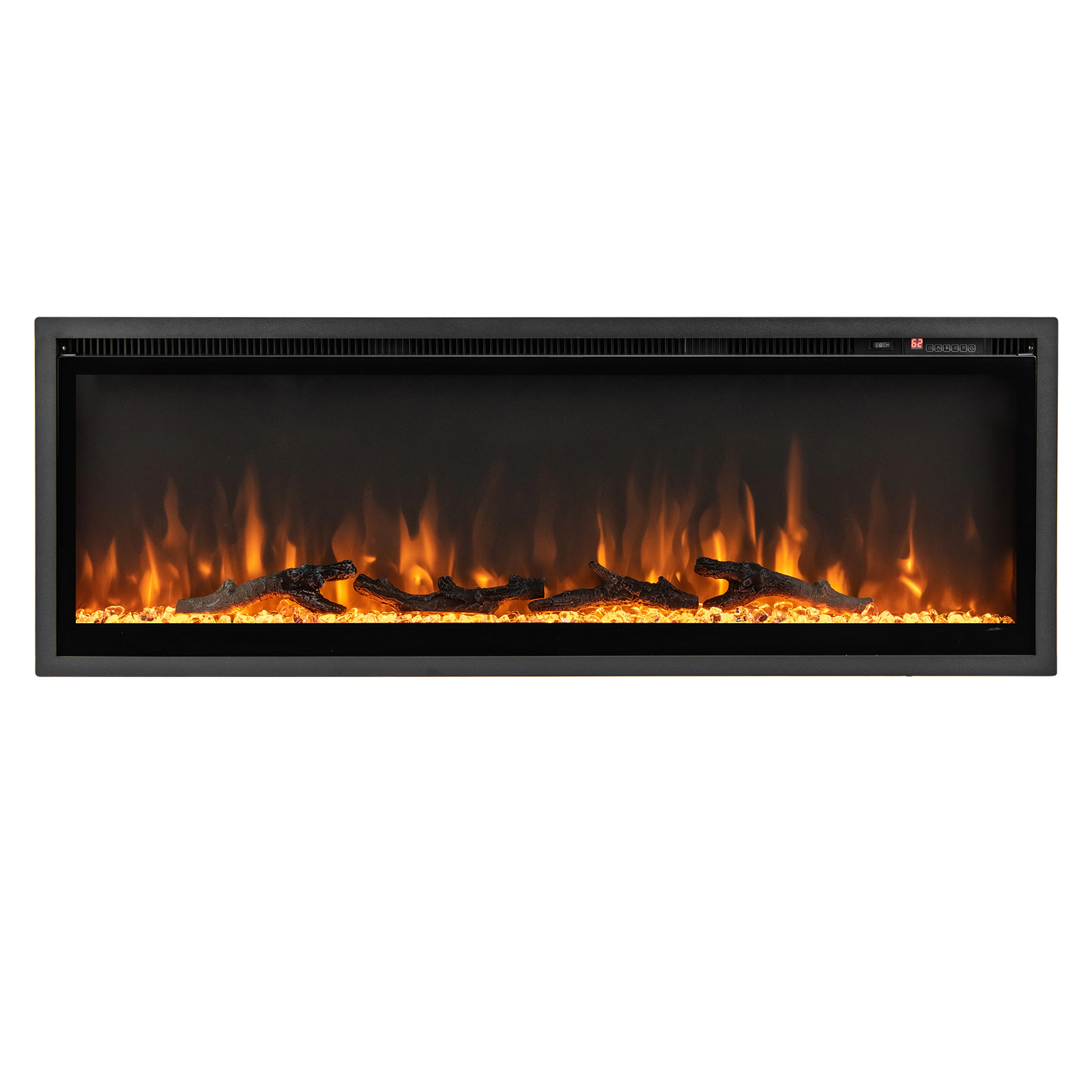 SUGIFT In-Wall Recessed Electric Fireplace with Remote Control 5000 BTU 750W/1500W Heater Black 50-in