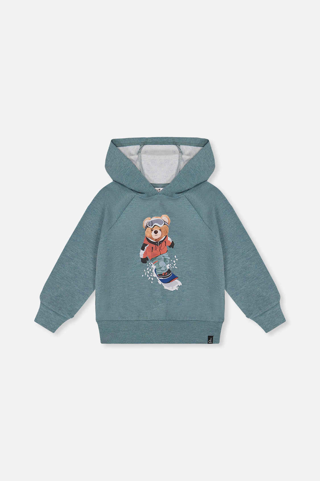 Deux par Deux Boys Brushed Jersey Hoodie with Ski Bear Screenprint