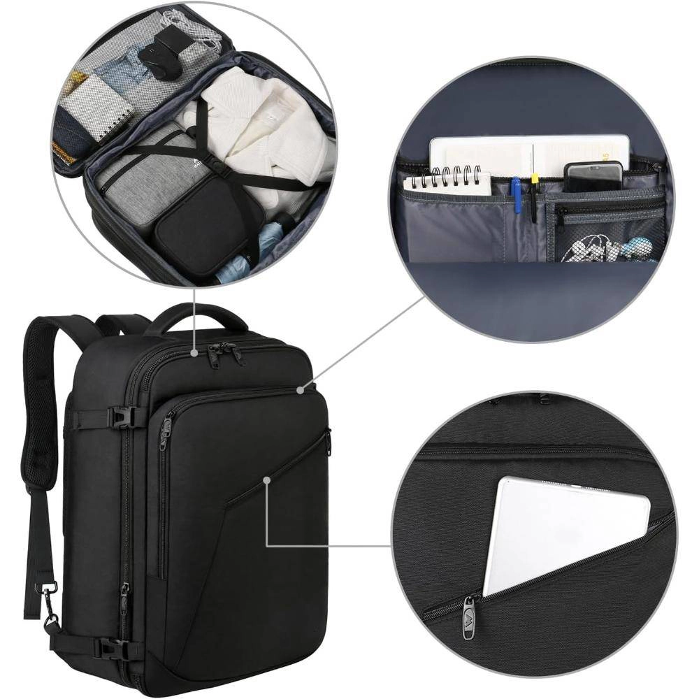 Clear Skye Unisex Lightweight Expandable Black Travel Backpack