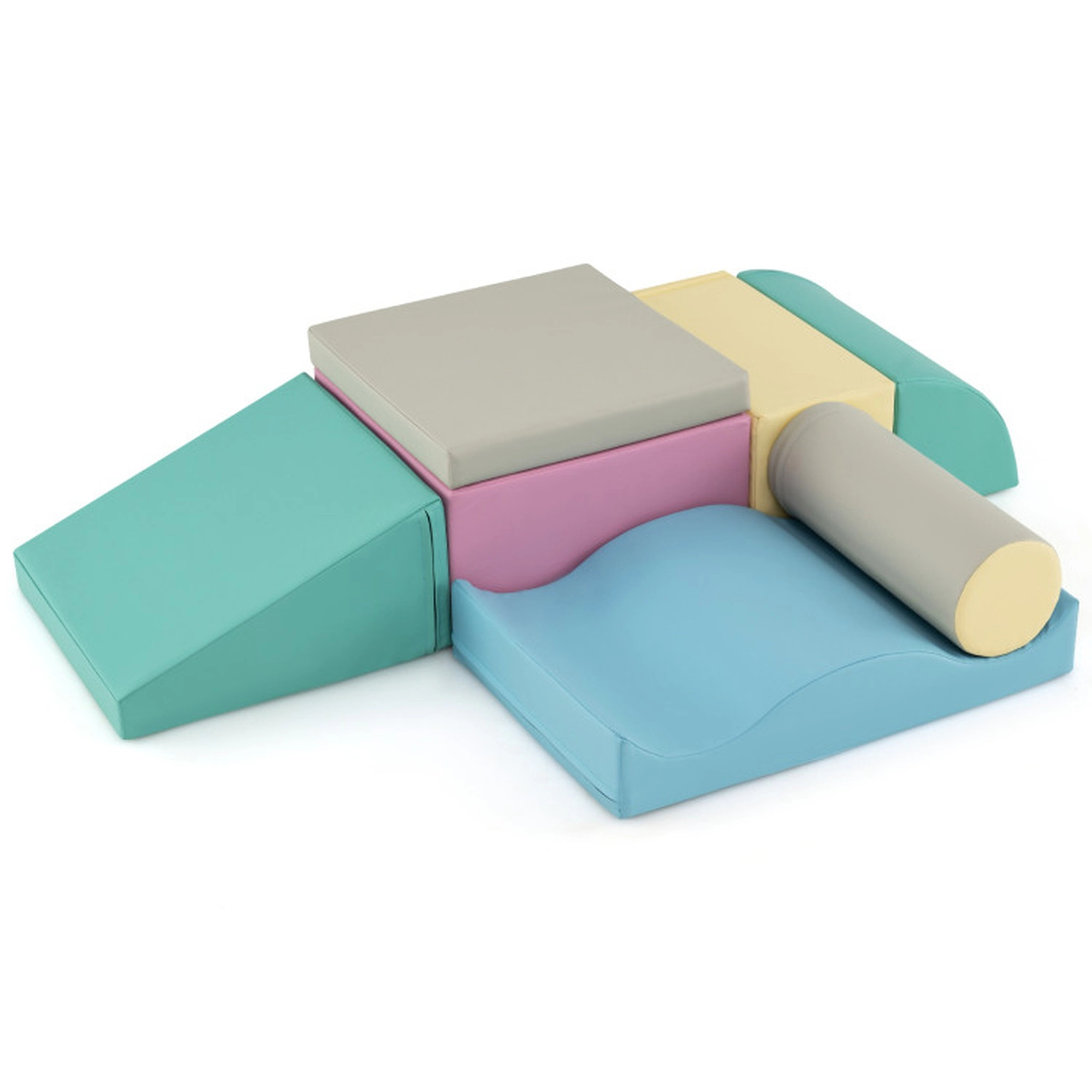 SUGIFT Multicolor Zippered PU Cover 7-Piece Toddler Soft Play Foam Climbing Blocks