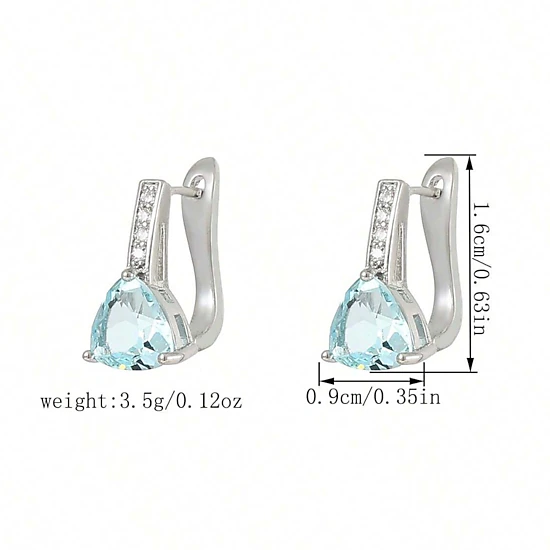 Premium Charms Womens Silver Tone Trillion Cut Light Blue Cubic ...