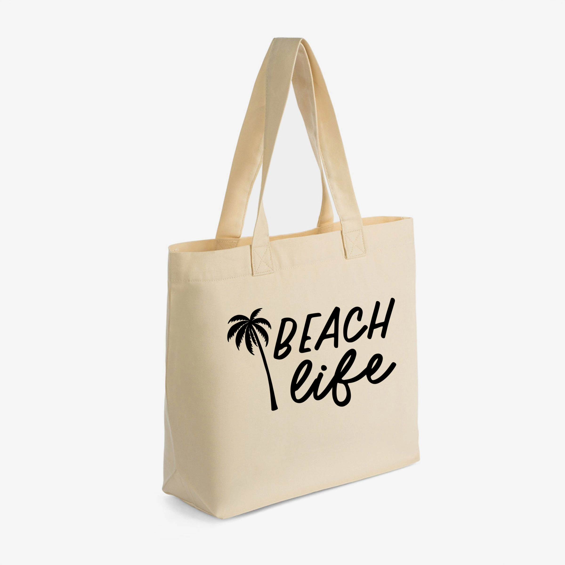 Simply Sage Market - Zippered Canvas Tote Beach Life Palm Trees