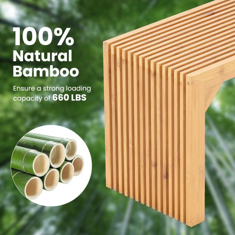 Hivvago Bamboo Dining Bench Long Entryway Bench  Indoor Outdoor Solid Wood Bench-Natural