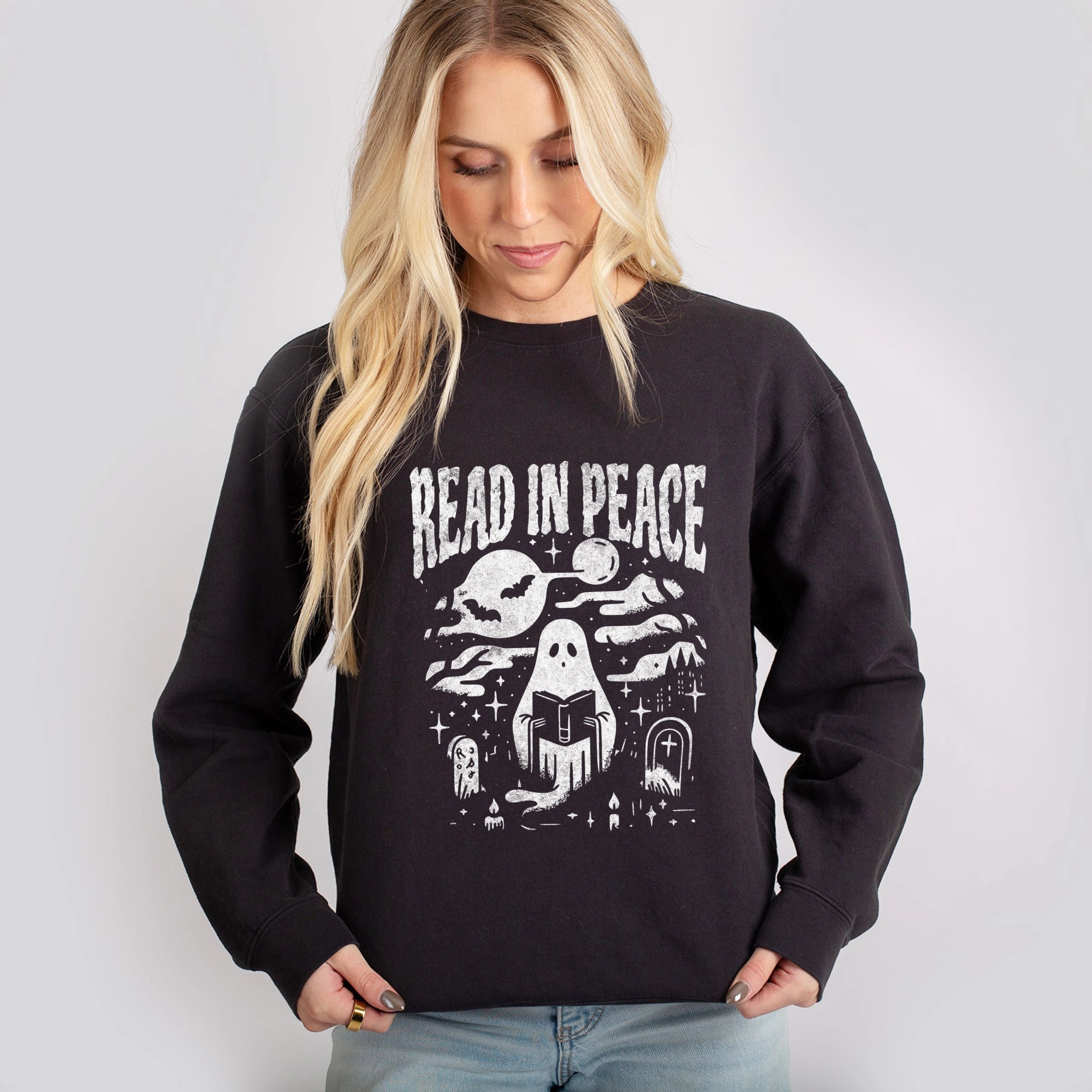 Simply Sage Market - Women's Lightweight Garment Dyed Sweatshirt Read Peace Book Club