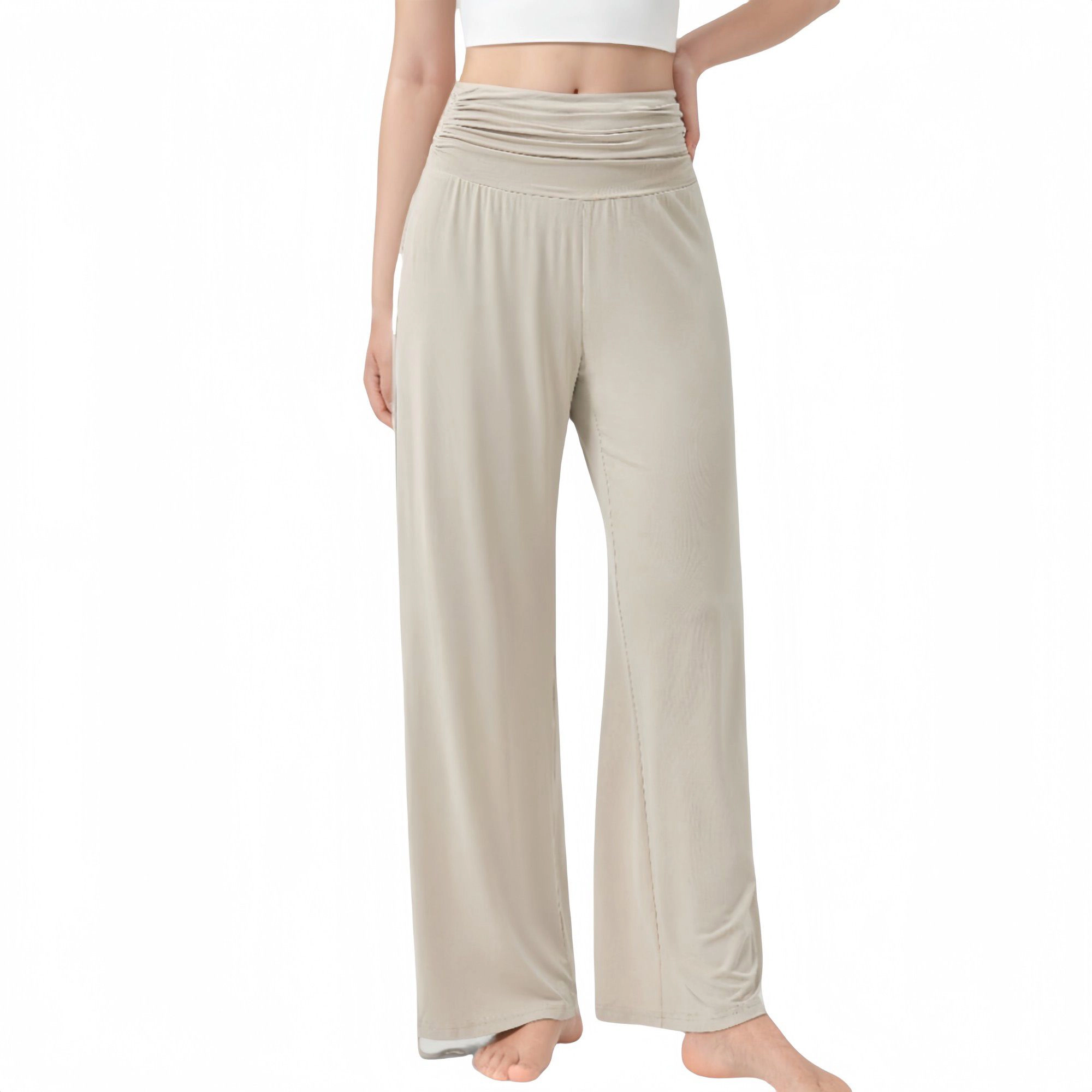 Anna-Kaci Women's Wide-Leg Lounge Pants with Foldover Waistband and Adjustable Drawstring Hem