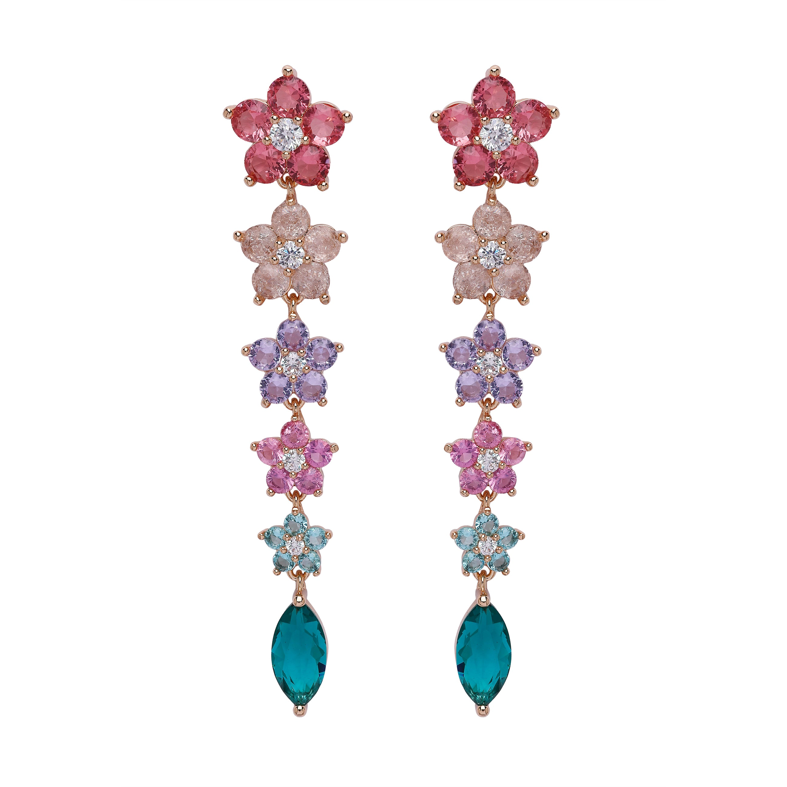 AGP PARIS Womens Diva Floral Long Drop Earrings