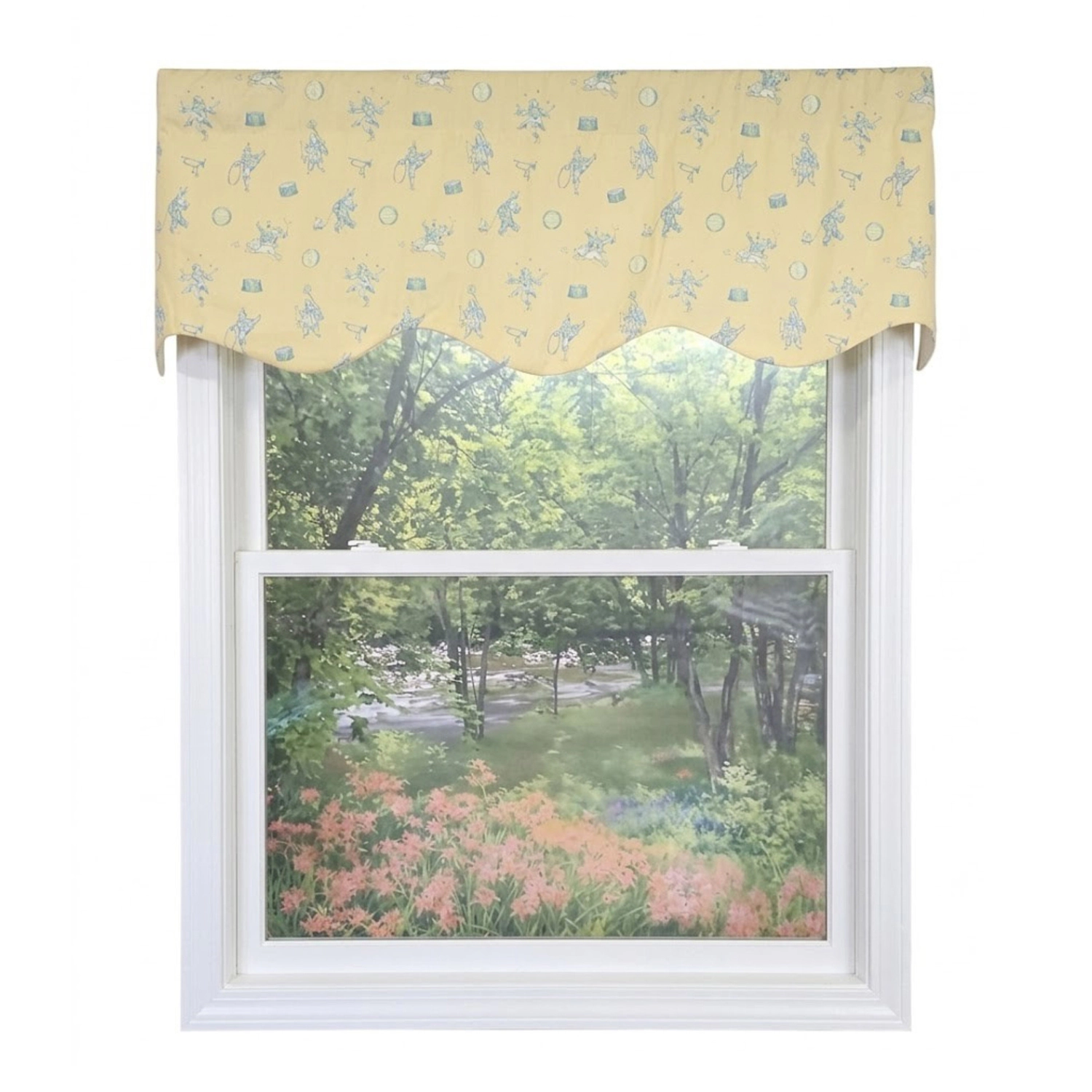 RLF Home Circus Provance Window Valance 100% Cotton Lined Rod Pocket 50" x 17" Yellow