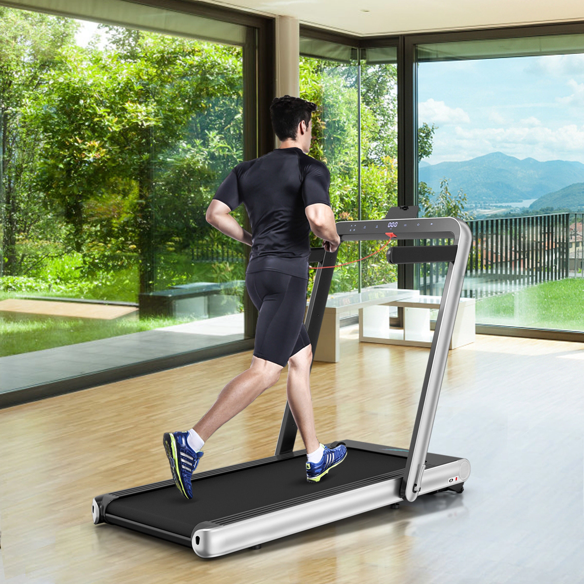 SUGIFT Silver 4.75-HP 2-in-1 Folding Treadmill with LED Touch Screen 58-in W 31-in D 265-lb User Capacity
