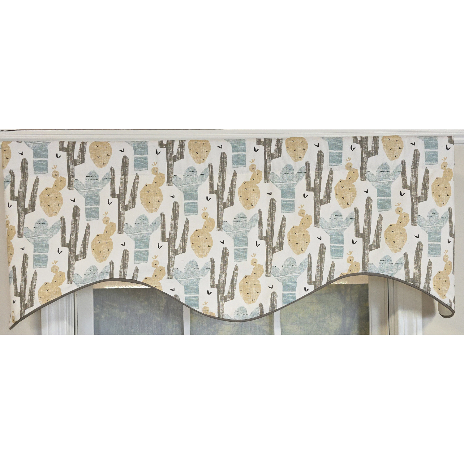 RLF Home 100% Cotton Arizona Cornice  Fully lined Windows Rod Pocket Valance 50" x 17"  Natural