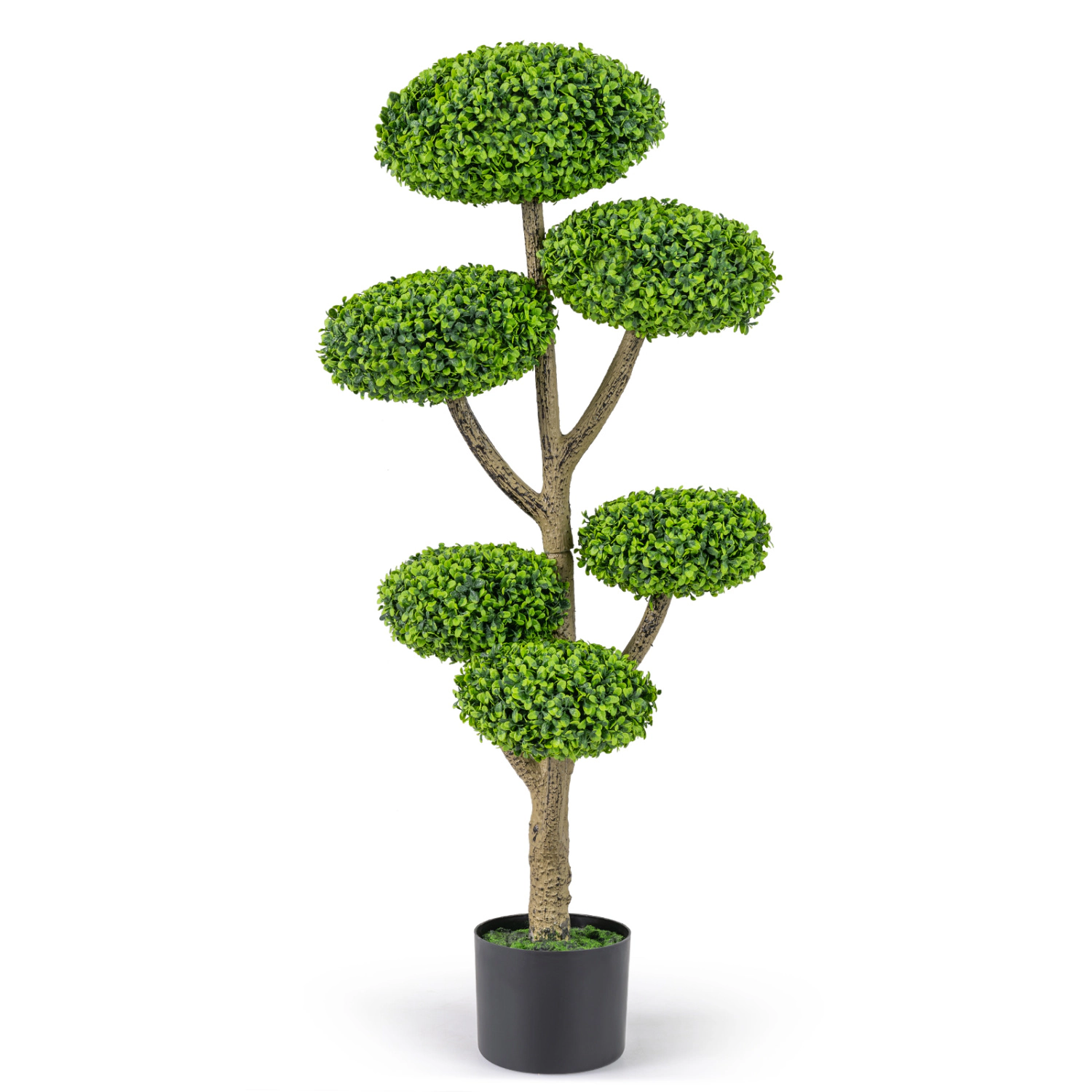 Slickblue Artificial 3 Ball Topiary Tree 45 Inch Potted Faux Plant for Home Office Patio Decor