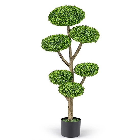 SlickBlue Artificial 3 Ball Topiary Tree Potted Faux Plant for Home Office Patio Decor