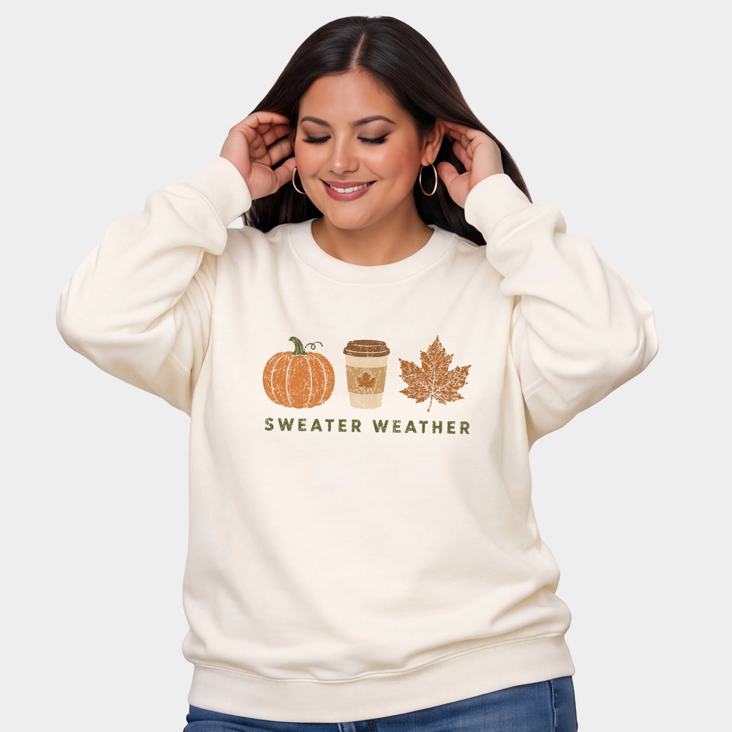 Simply Sage Market - Women's Plus Sized Graphic Sweatshirt Sweater Weather Coffee Cup