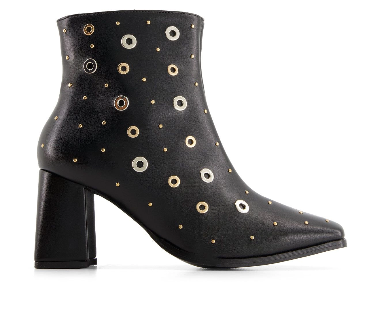 Andrea Womens Medium Heel Riveted Ankle Booties
