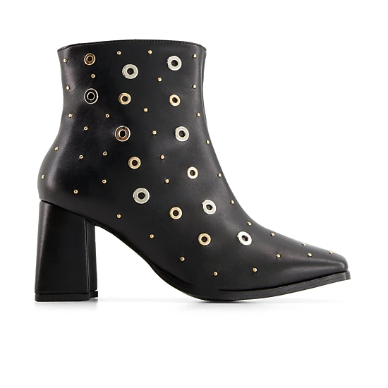 Andrea Womens Medium Heel Riveted Ankle Booties