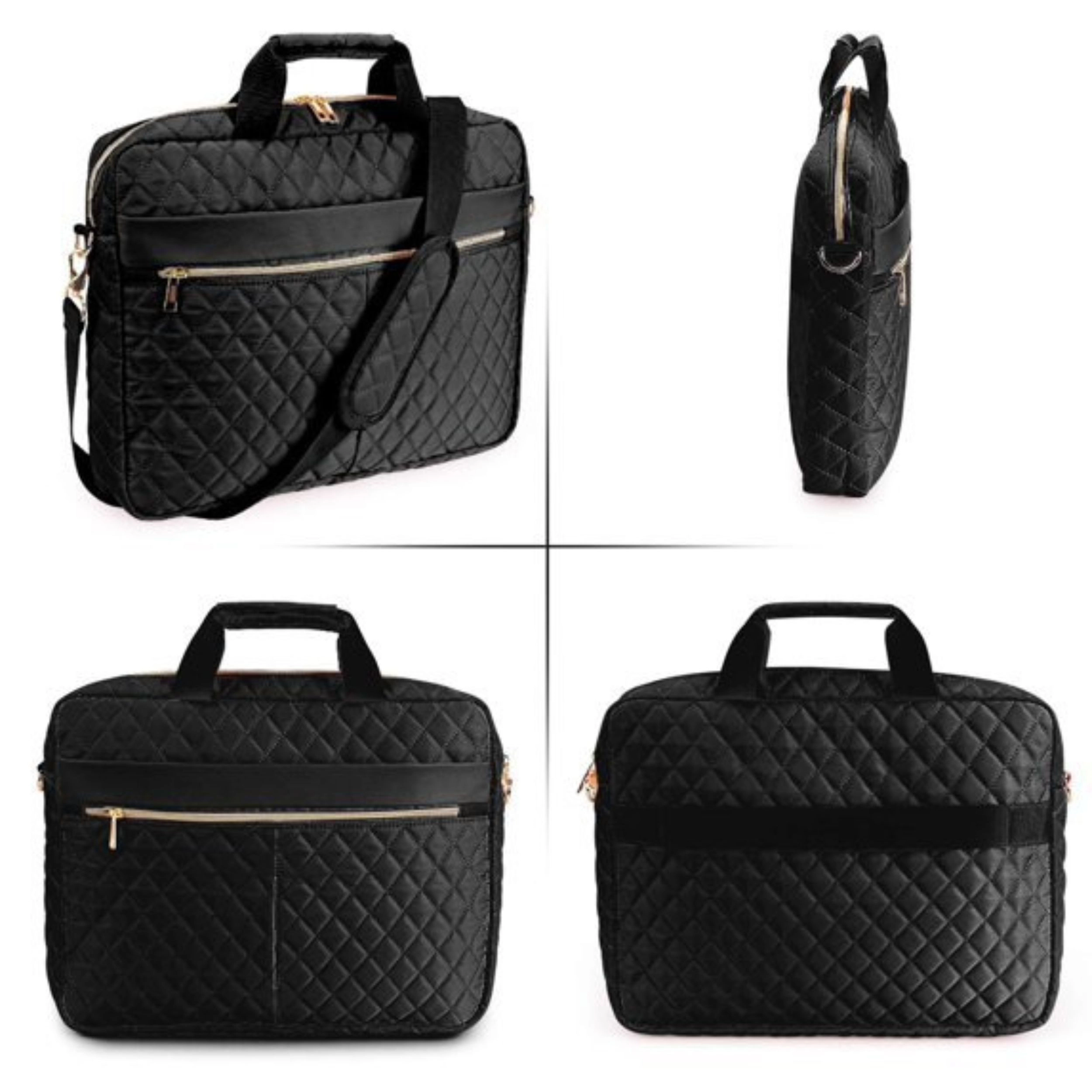 Home Collection 15.6 Inch Quilted Laptop Briefcase with Shoulder Strap