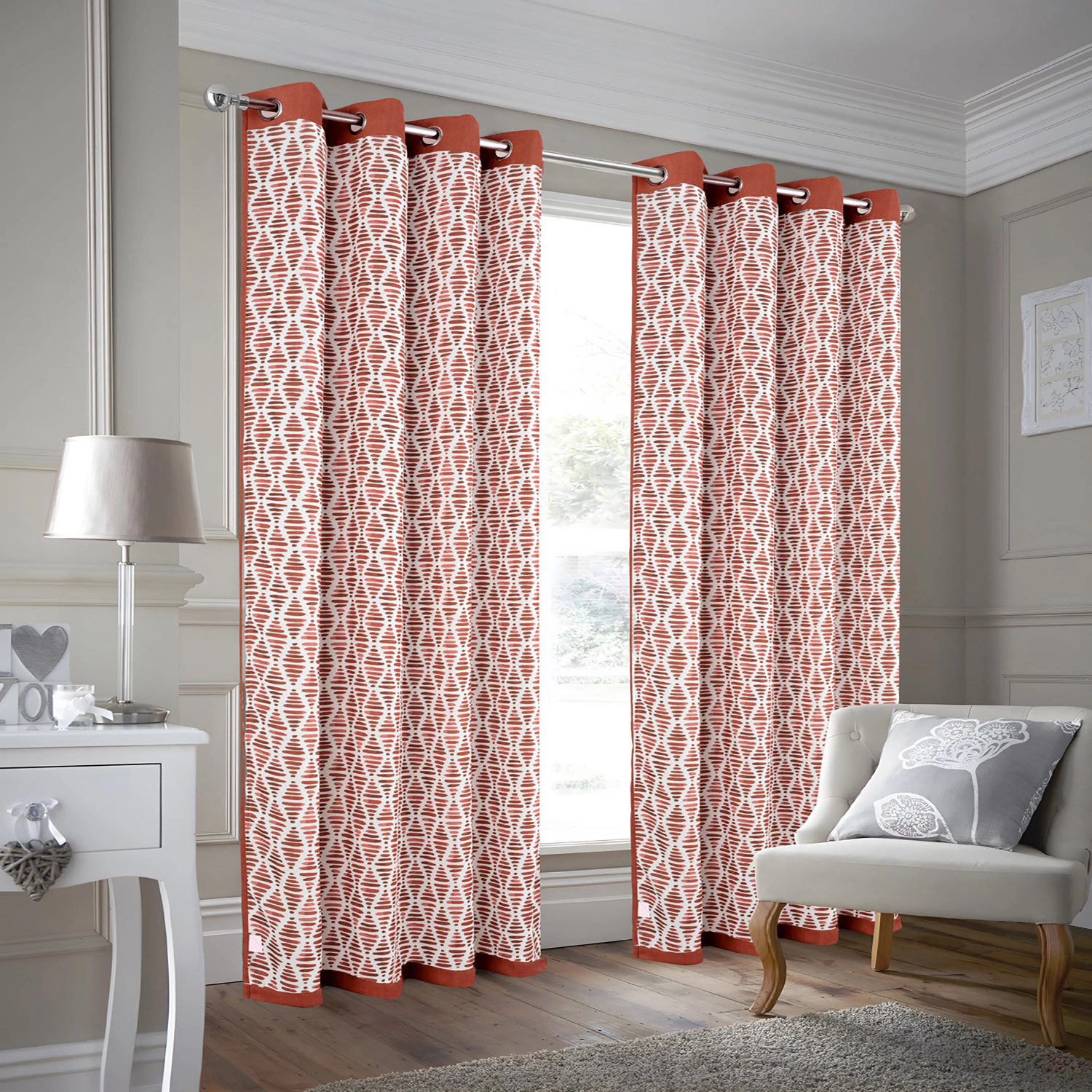 Olivia Gray 100% Polyester 200 GSM Arlo Embossed Blackout Grommet Curtain Panel 54" x 90" Blush