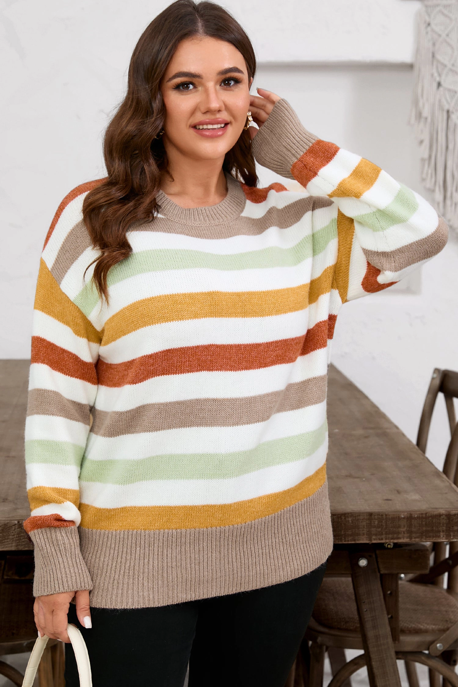 Threaded Pear Women's Wrenleigh Colorblock Drop Shoulder PLUS Sweater