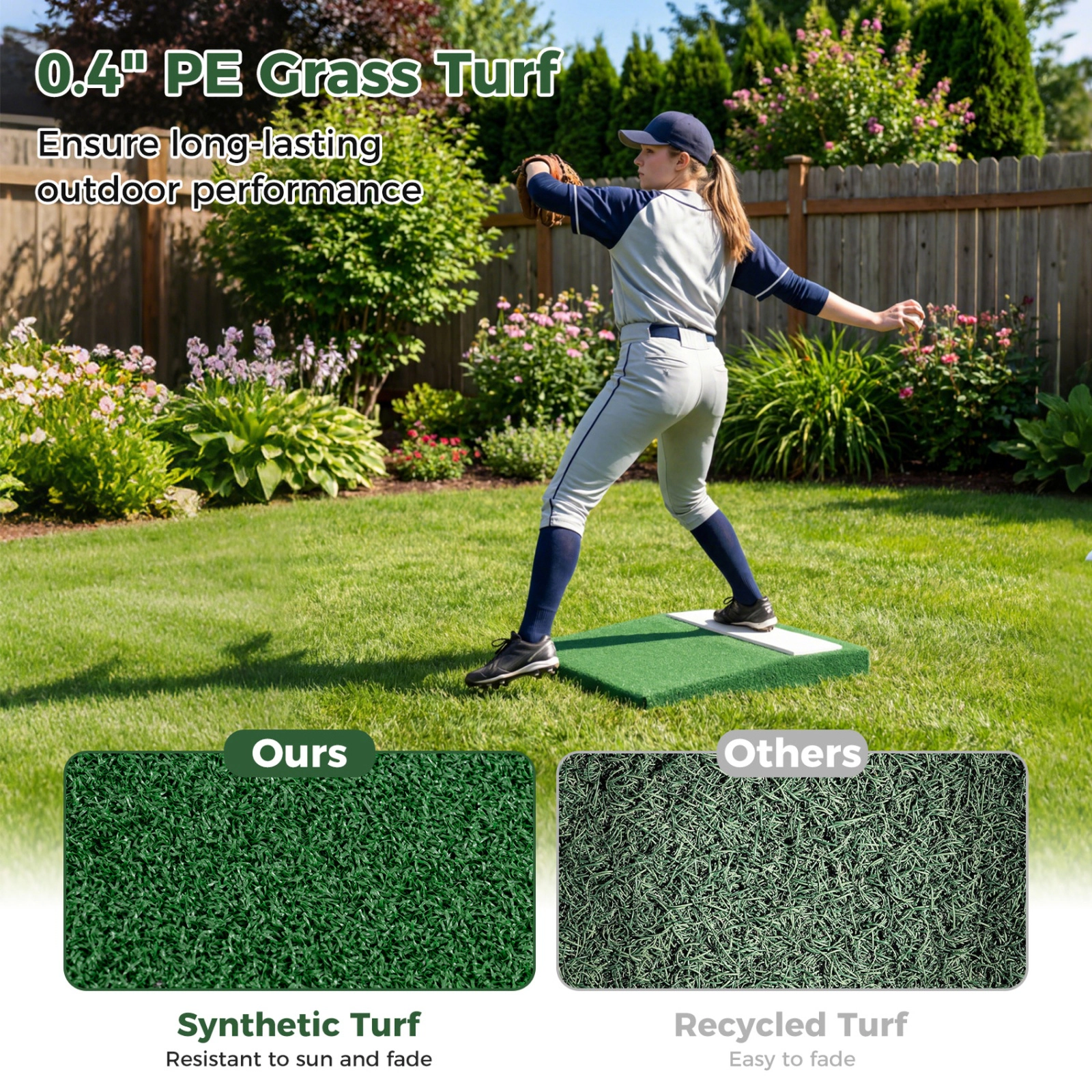 SUGIFT Portable Baseball Pitching Mound Green with EVA Plate and Carry Handle
