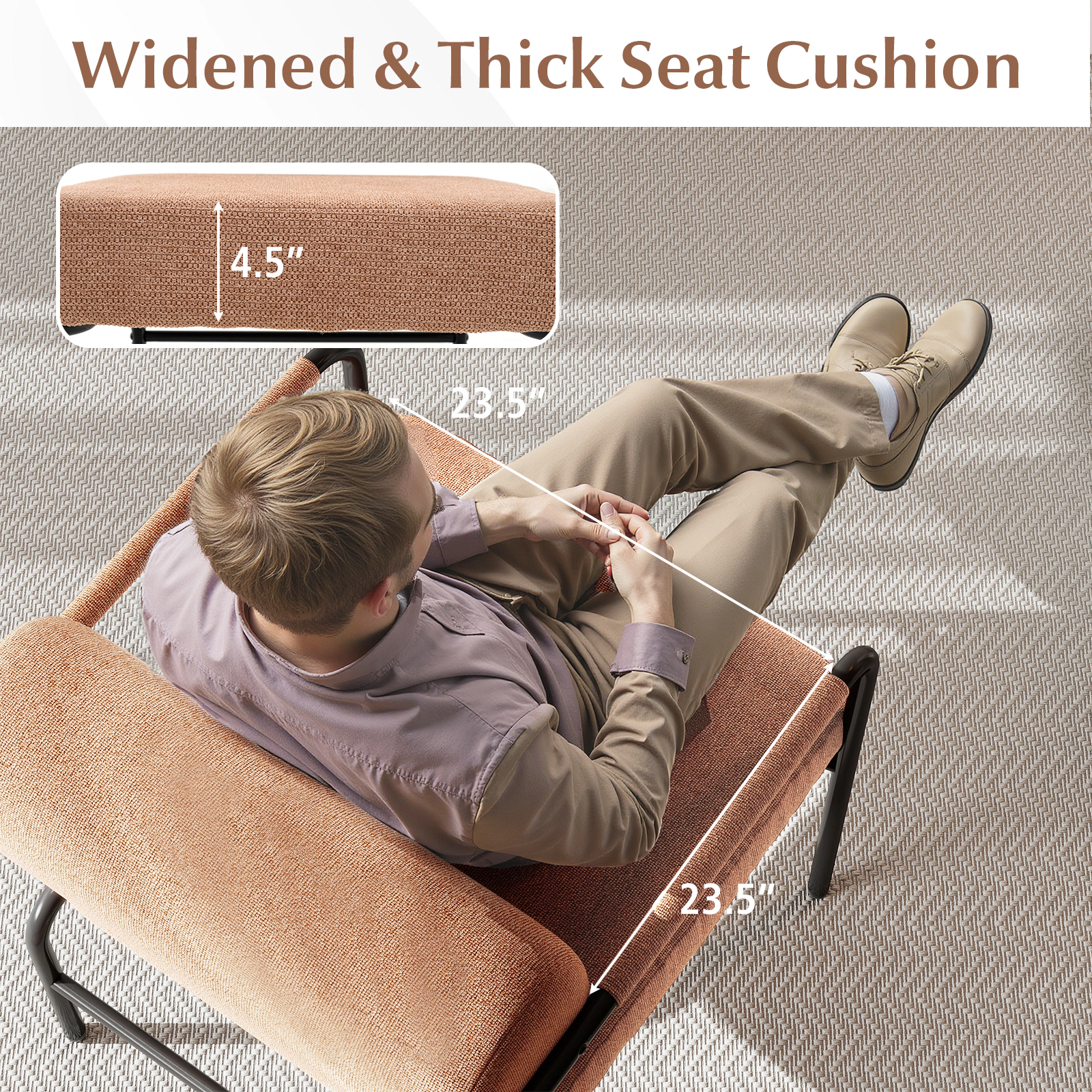 SUGIFT Velvet Upholstered Accent Chair Cylindrical Backrest & Metal Armrests 27.5-in Wide Frame 330-Lb Capacity Brown