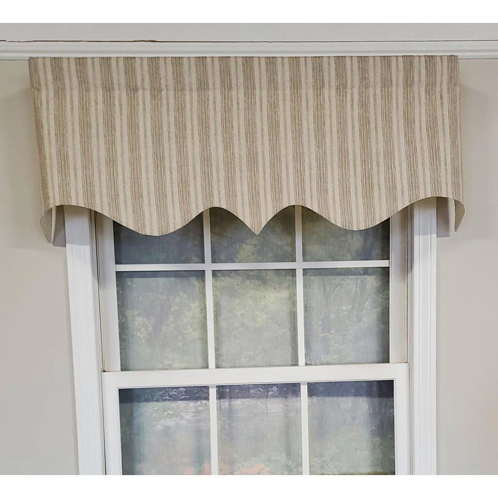 RLF Home Luxurious Modern Design Classic Brunswick Stripe Regal Style Window Valance 50" x 17" Stone
