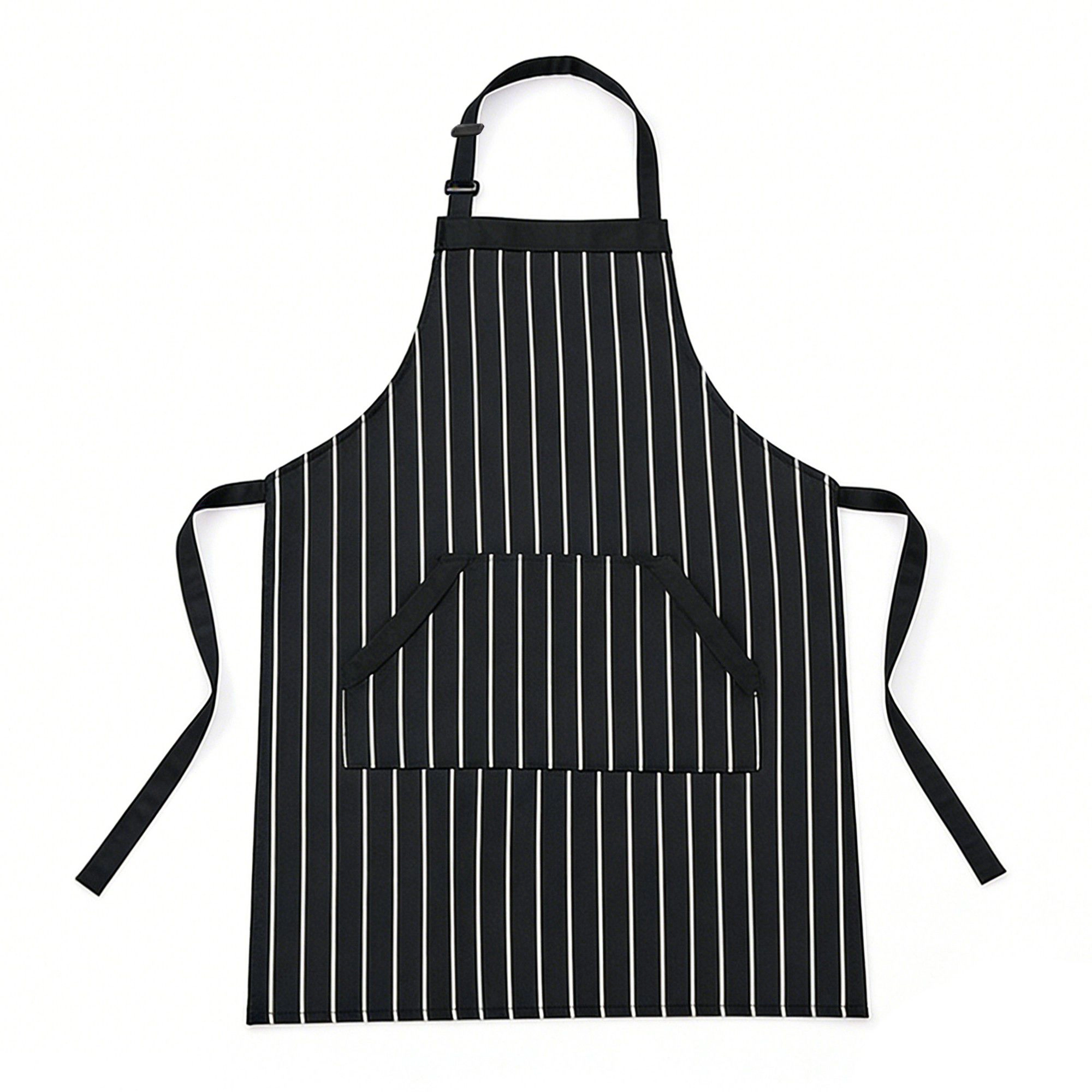 Alilang Women Striped Kitchen Apron Cotton Blend Adjustable Neck with Pockets Chef Cooking Server