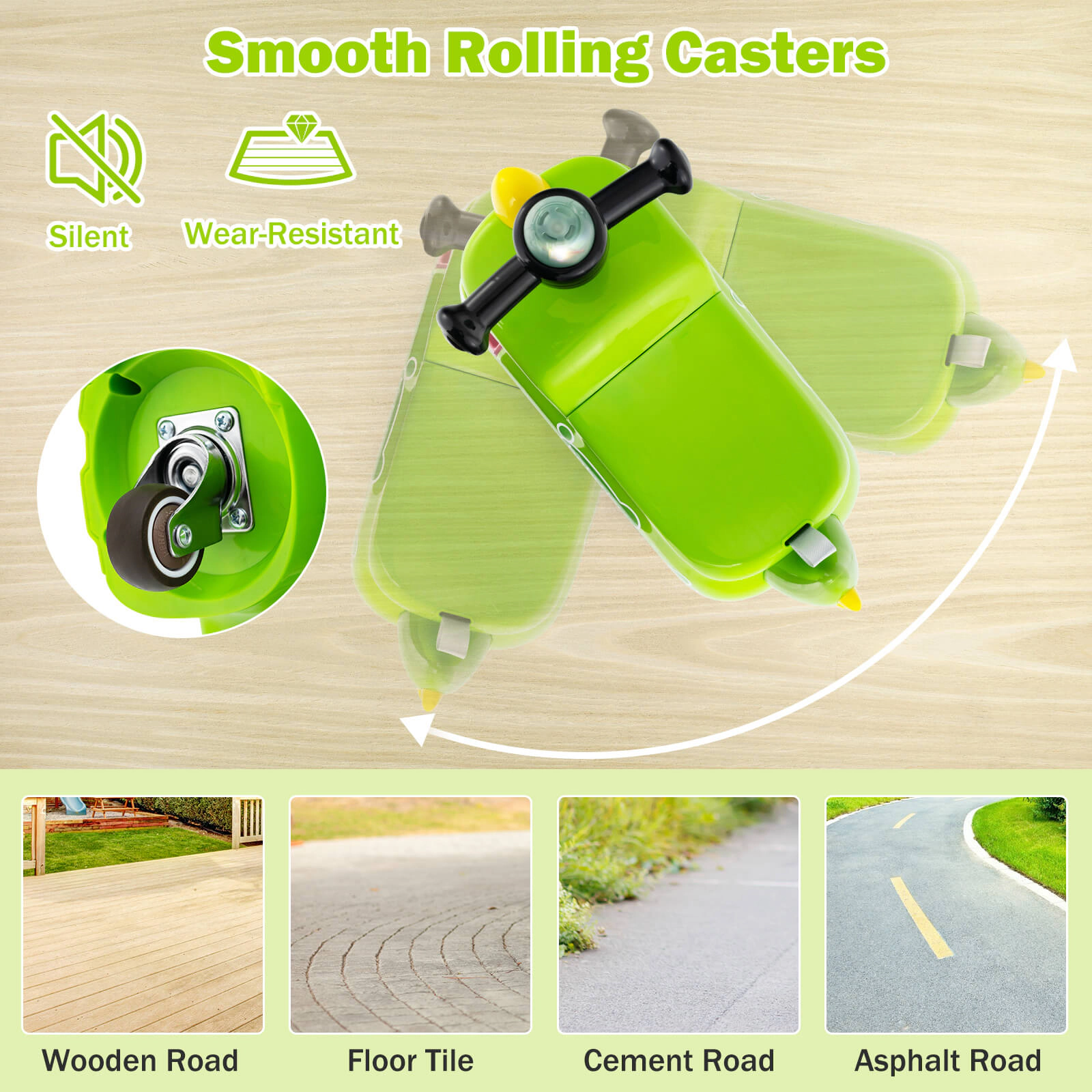 Costway Ride on Toy Baby Dinosaur Sliding Car with 4 Universal Casters Under-Seat Storage Yellow