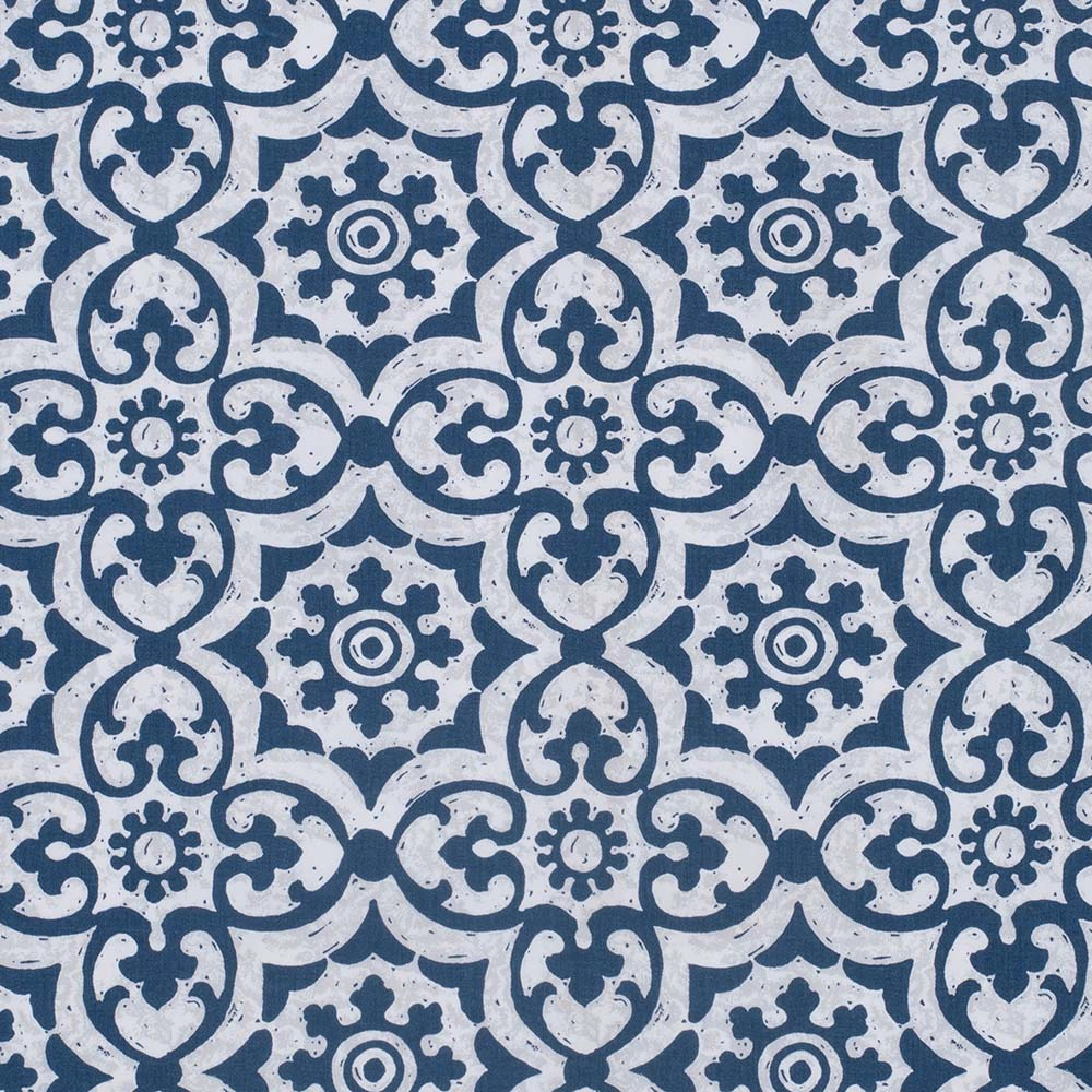 Ellis Athens Printed Tile Design on Ground  3" Rod Pocket High Quality Tailored Pairs 100"x54" Navy