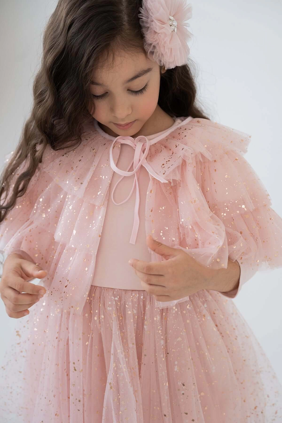 Mini Celebrities Girls Full Shiny Pink Dress Set