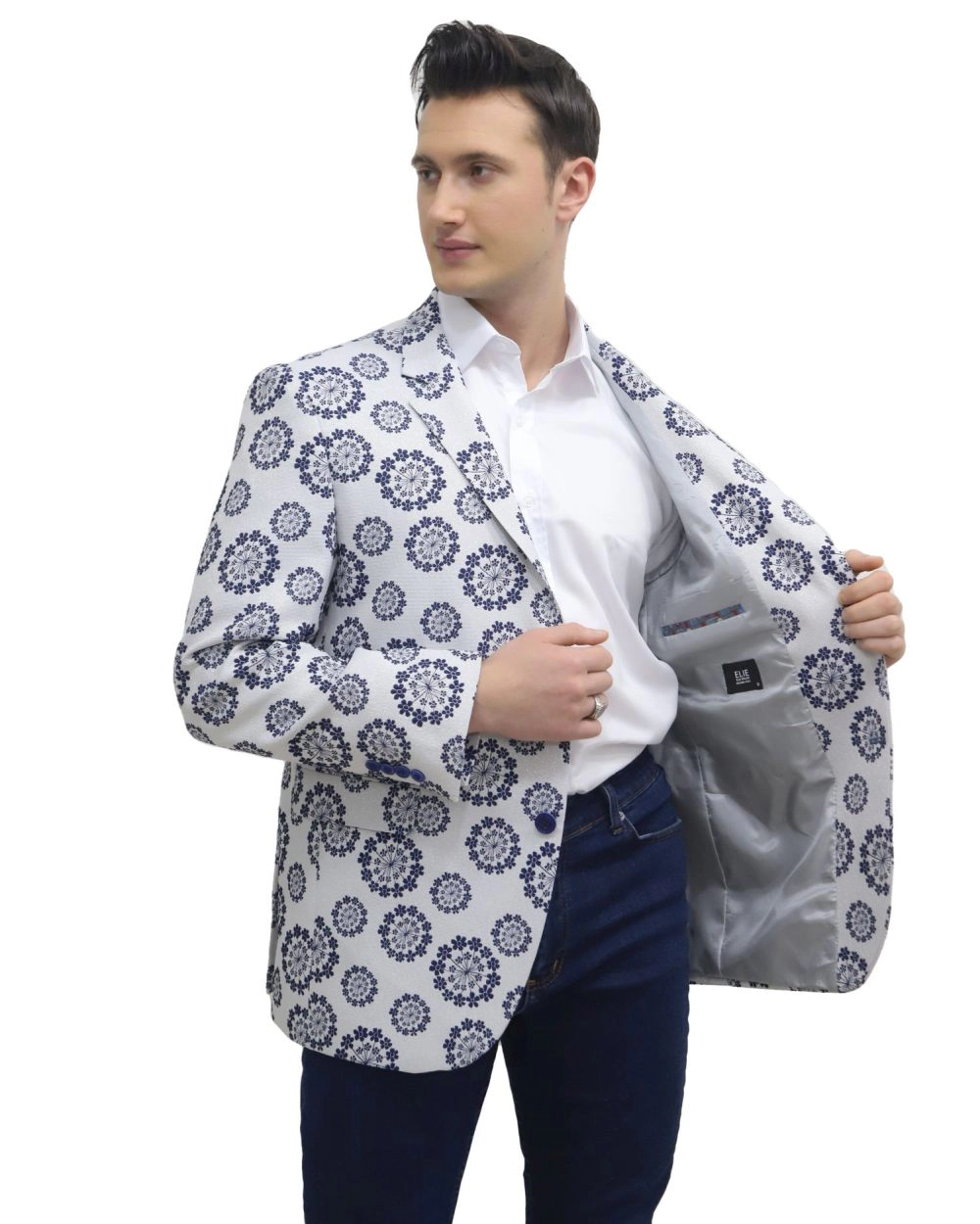 Elie Balleh Men's Slim Fit Nutical Sports Coat Jacket