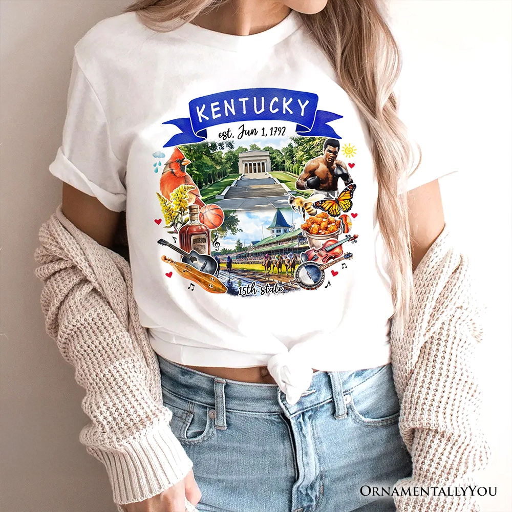 OrnamentallyYou Unisex Artistic Kentucky State Themes And Landmarks T-Shirt