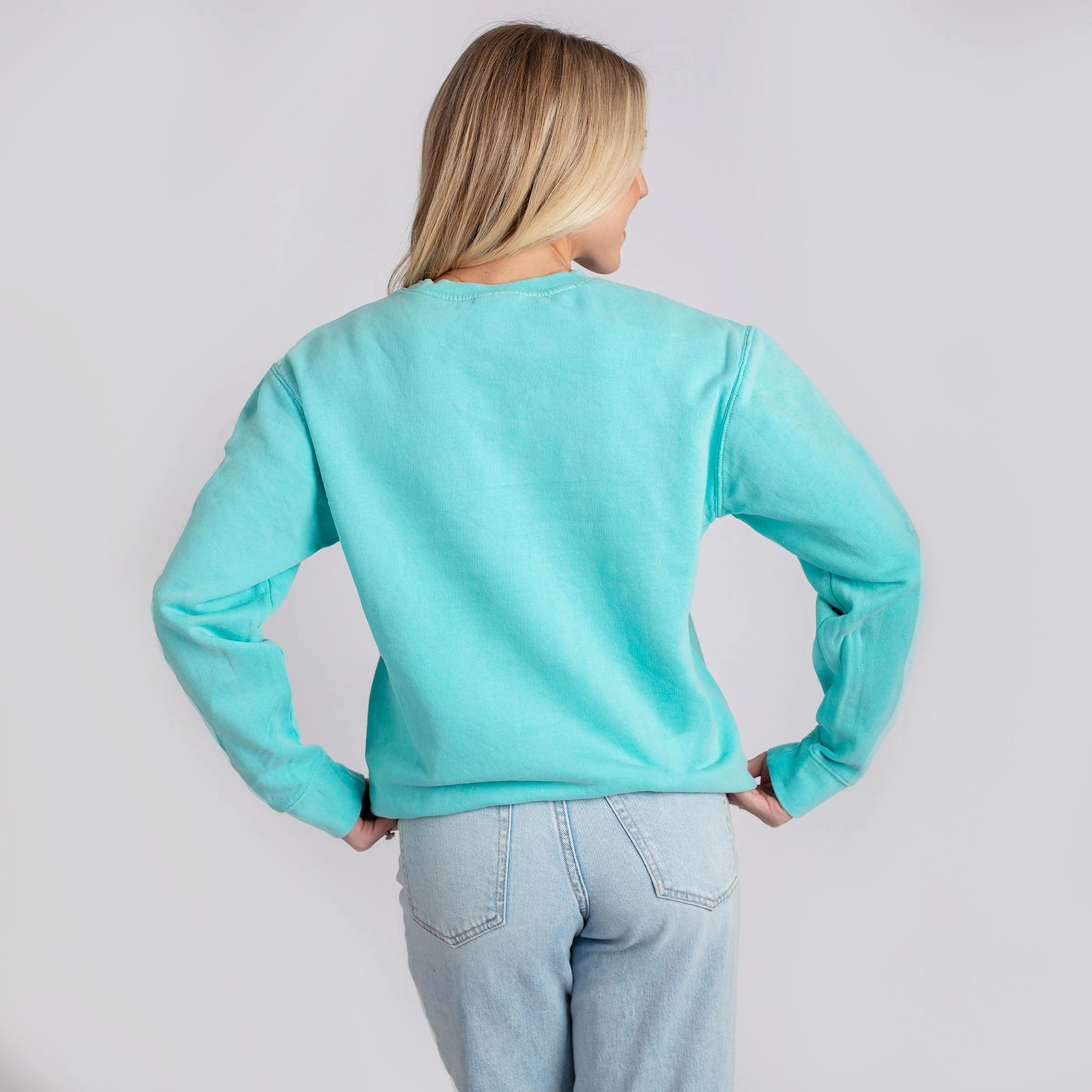 Simply Sage Market - Mama Runs On Jesus and Caffeine Women's Lightweight Garment Dyed Sweatshirt