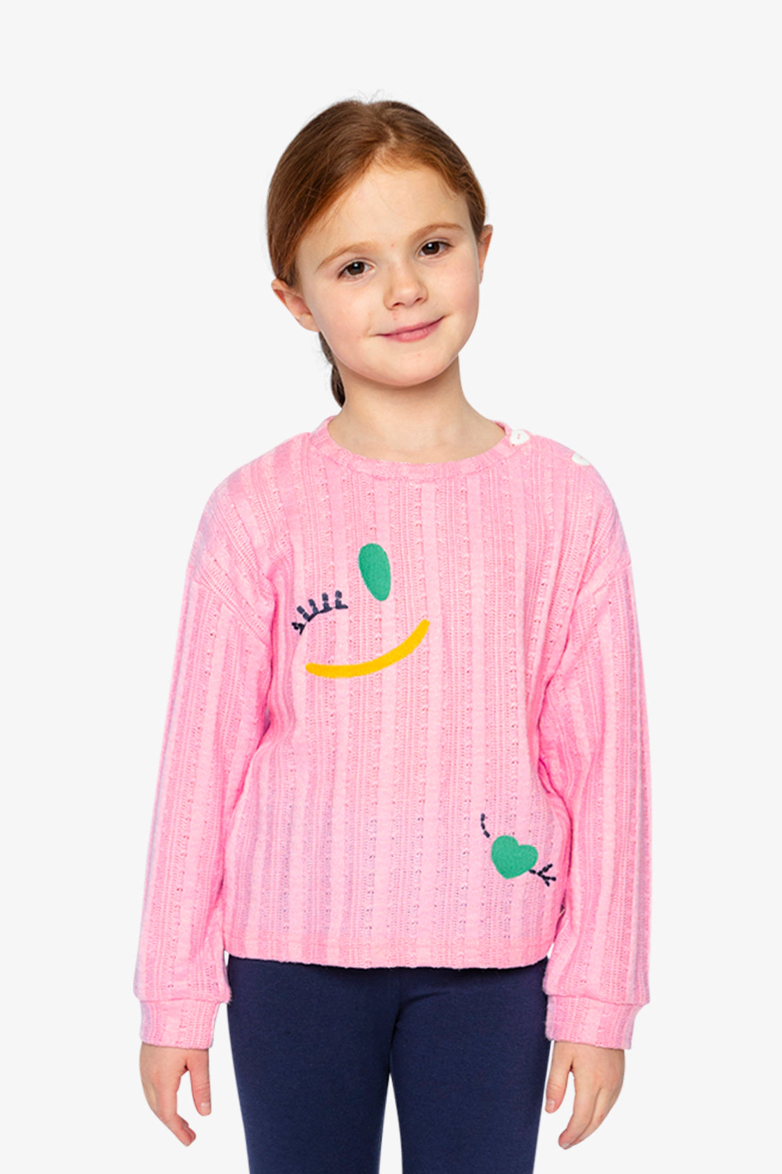 Deux par Girls Fruit Embroidered Knit Top