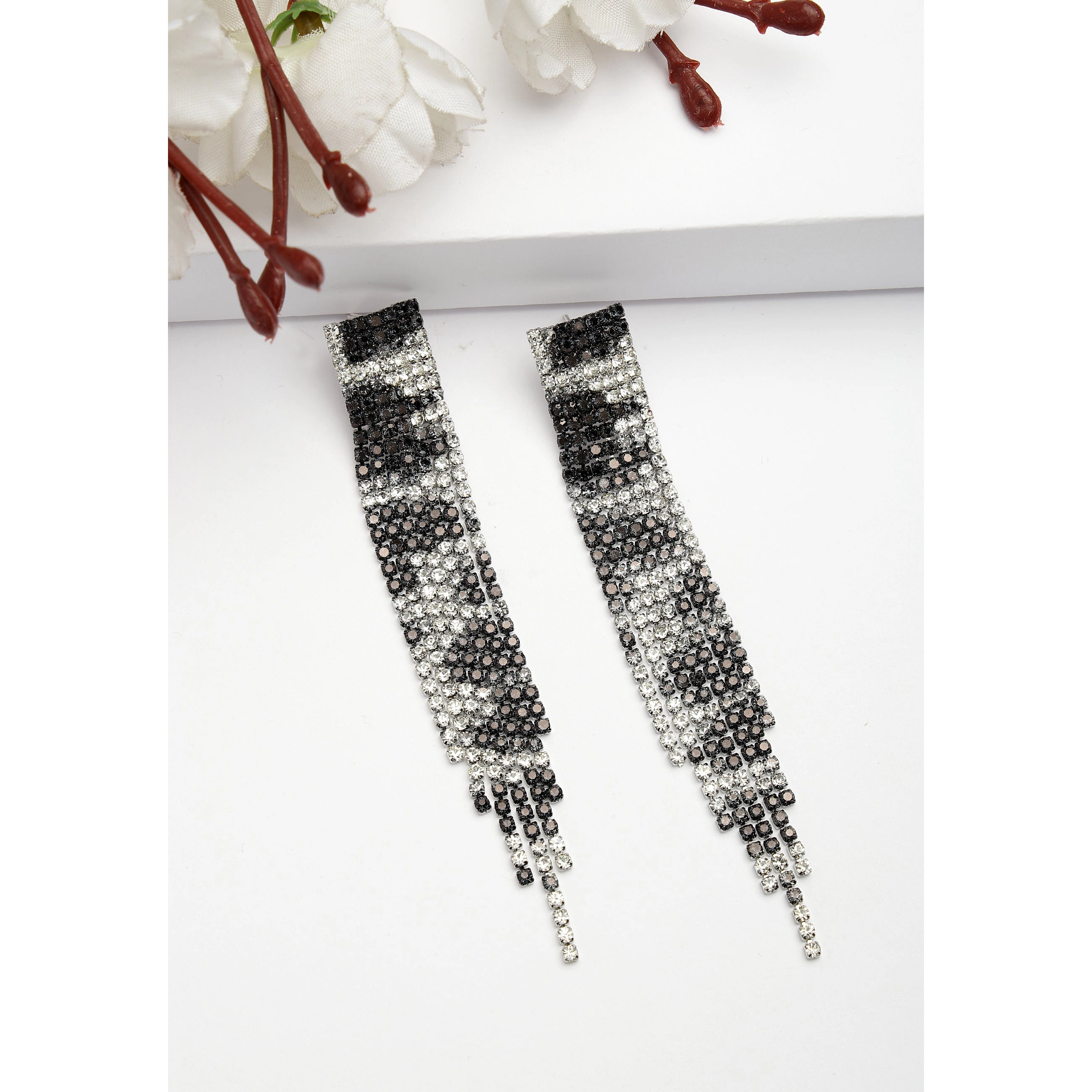 AGP PARIS Womens Diva Collection Long Fringe Chandelier Drop Earrings