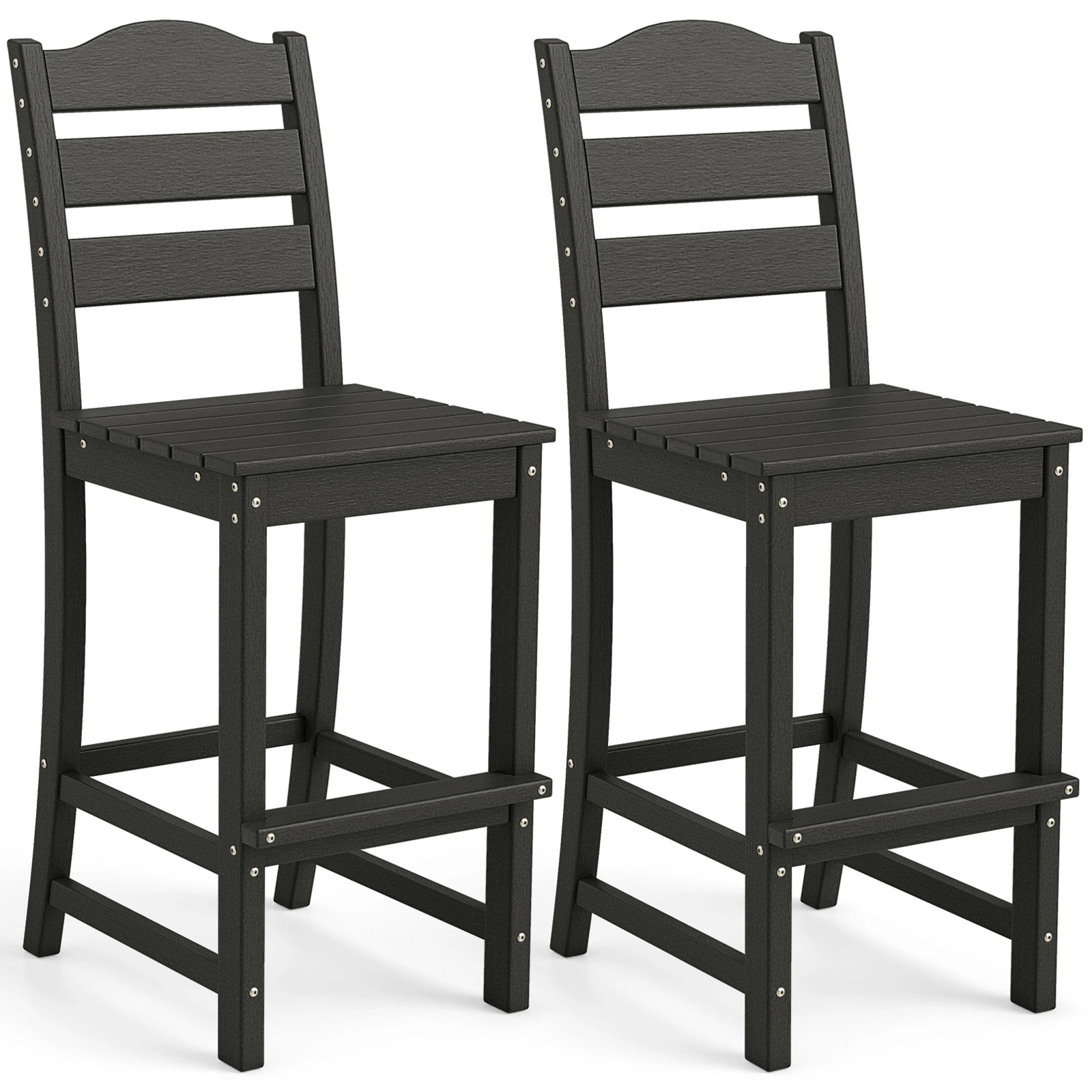 LJG 30 Inches Counter Height HDPE Bar Stool with Backrest and Footrest