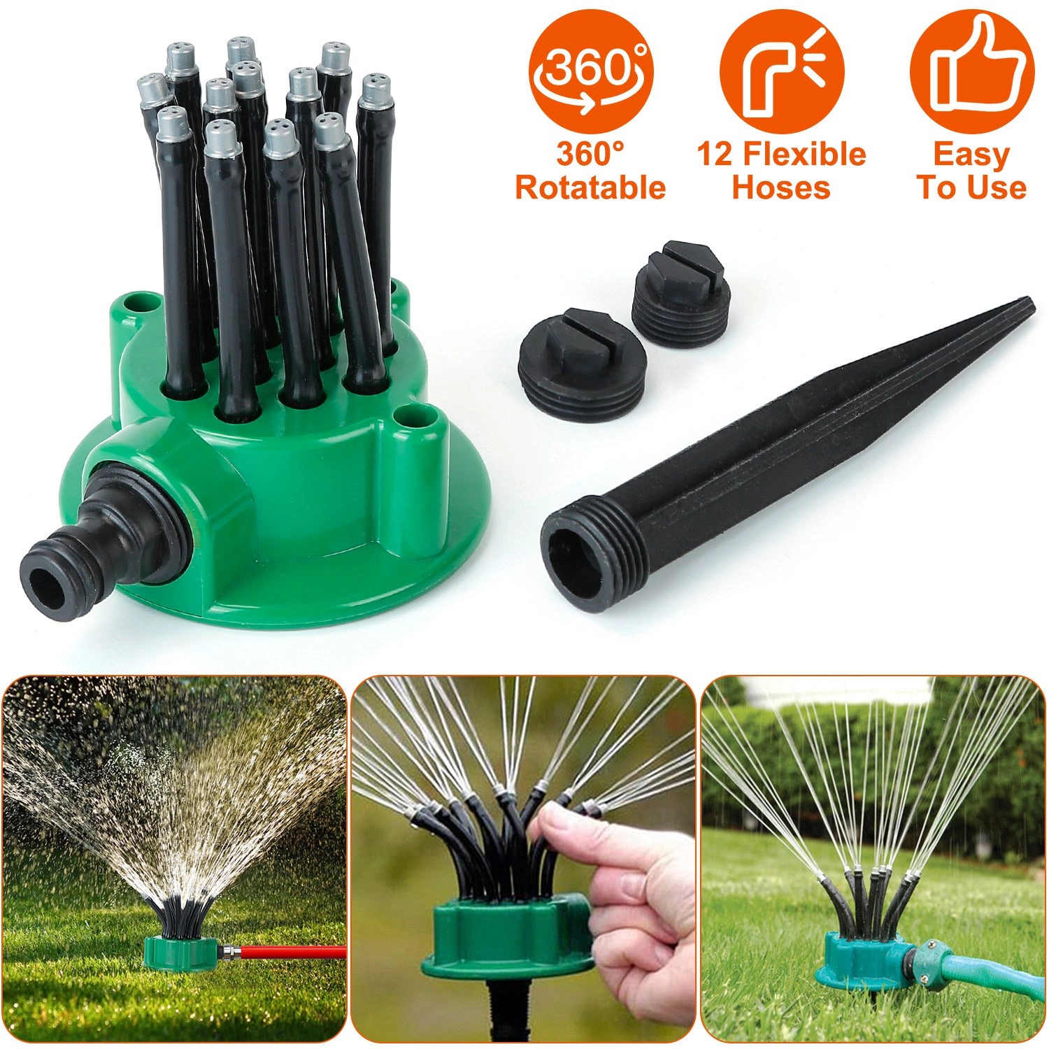 GBruno 360-Degree 12-Tube Lawn Sprinkler