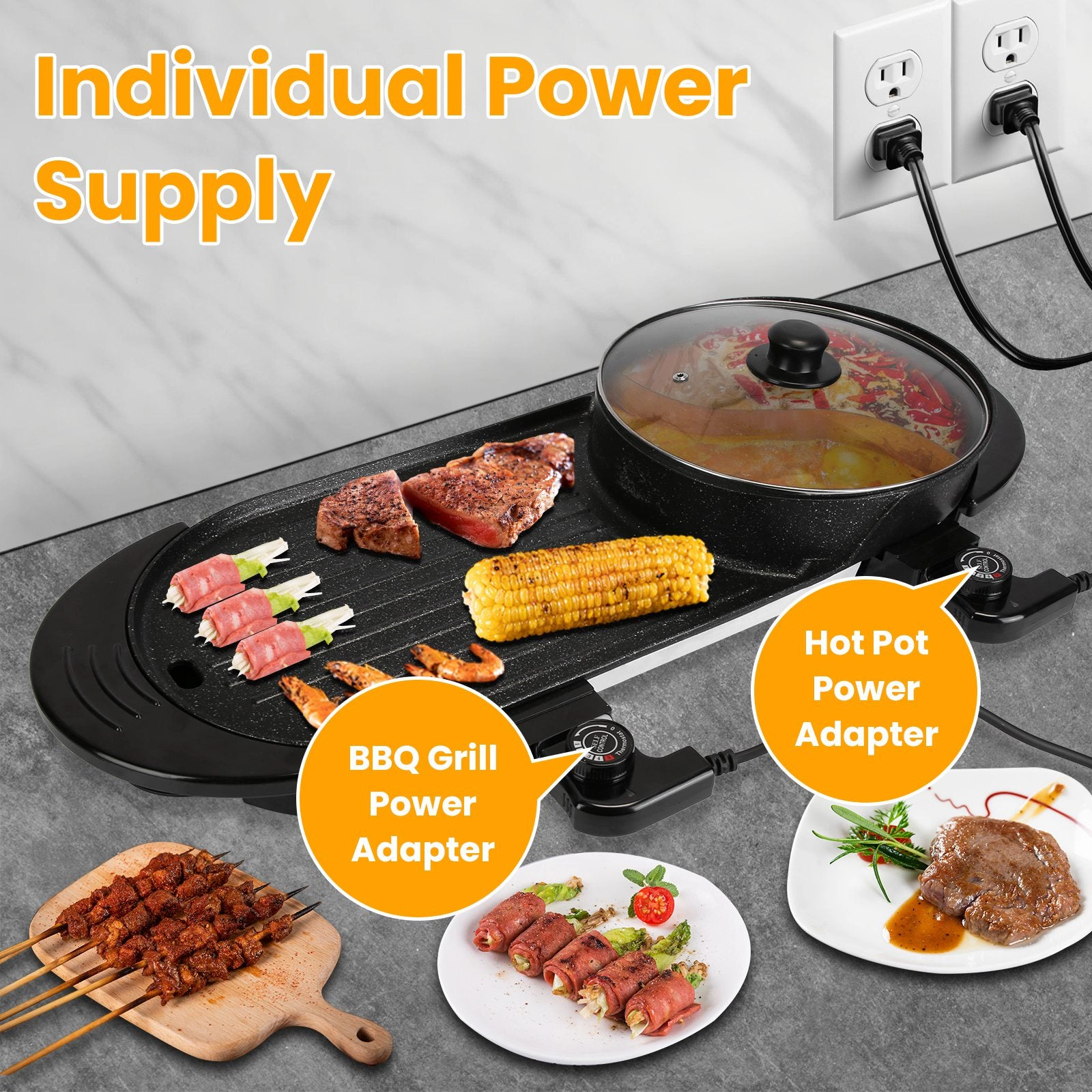 GBruno 2-in-1 Electric Hot Pot With BBQ Grill Cooker