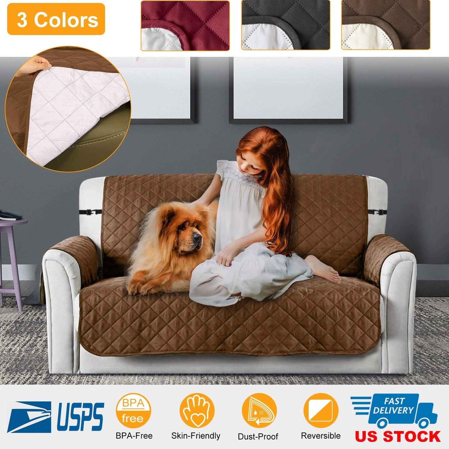 GBruno Reversible Water-Resistant Sofa Cover