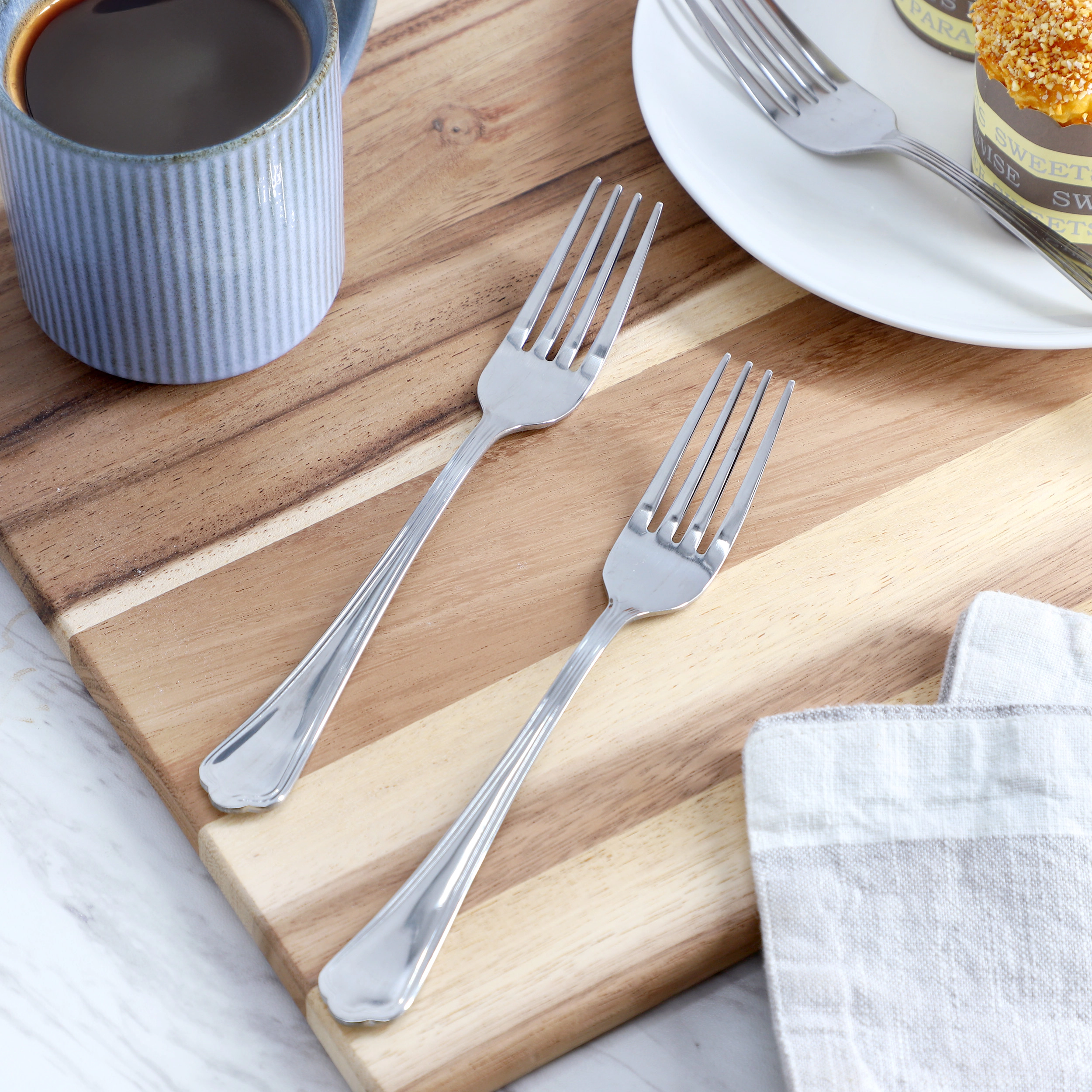 Gibson Home Hillside Daisies 10 Piece Stainless Steel Dinner Fork Set